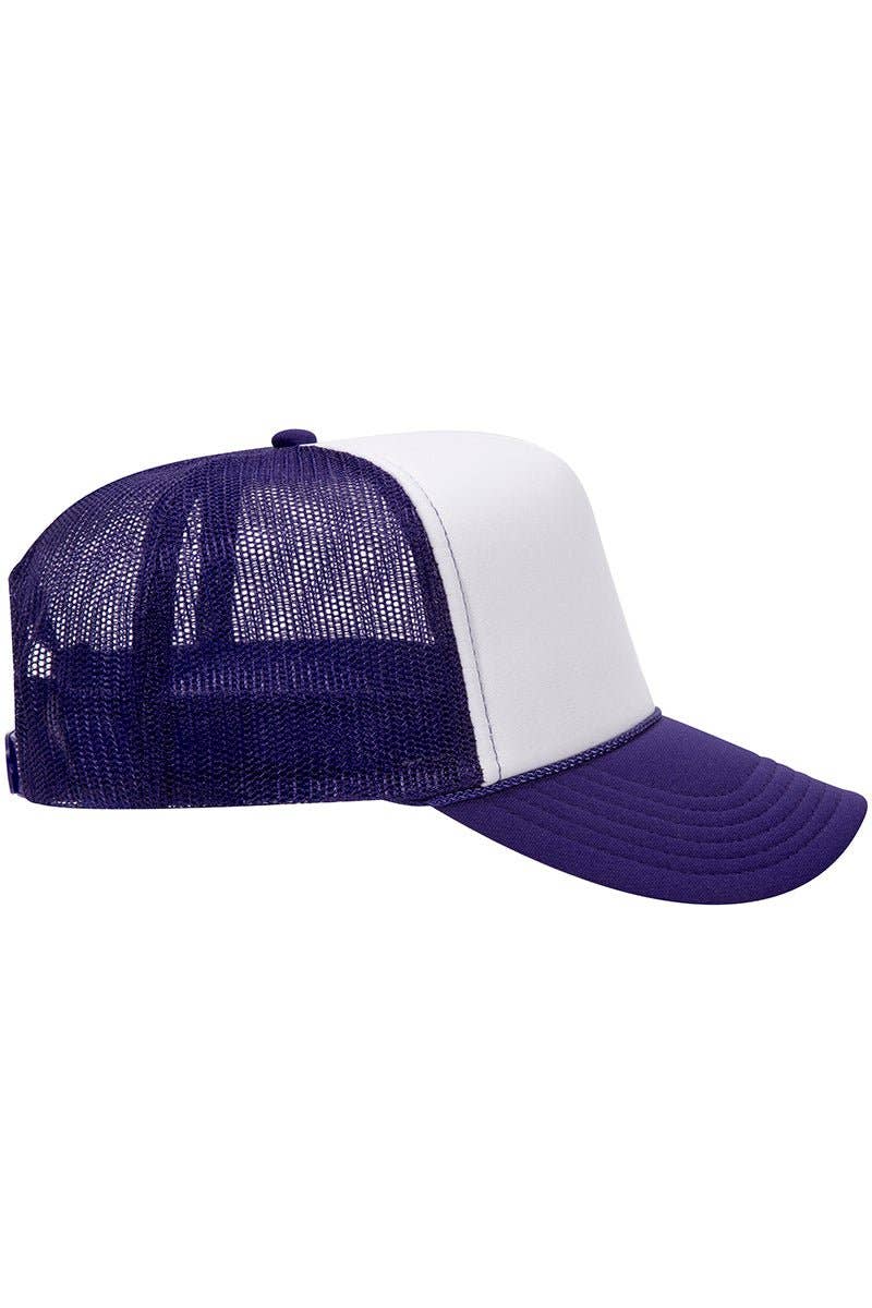 OTTO Purple with White Foam Front High Crown Trucker Hat
