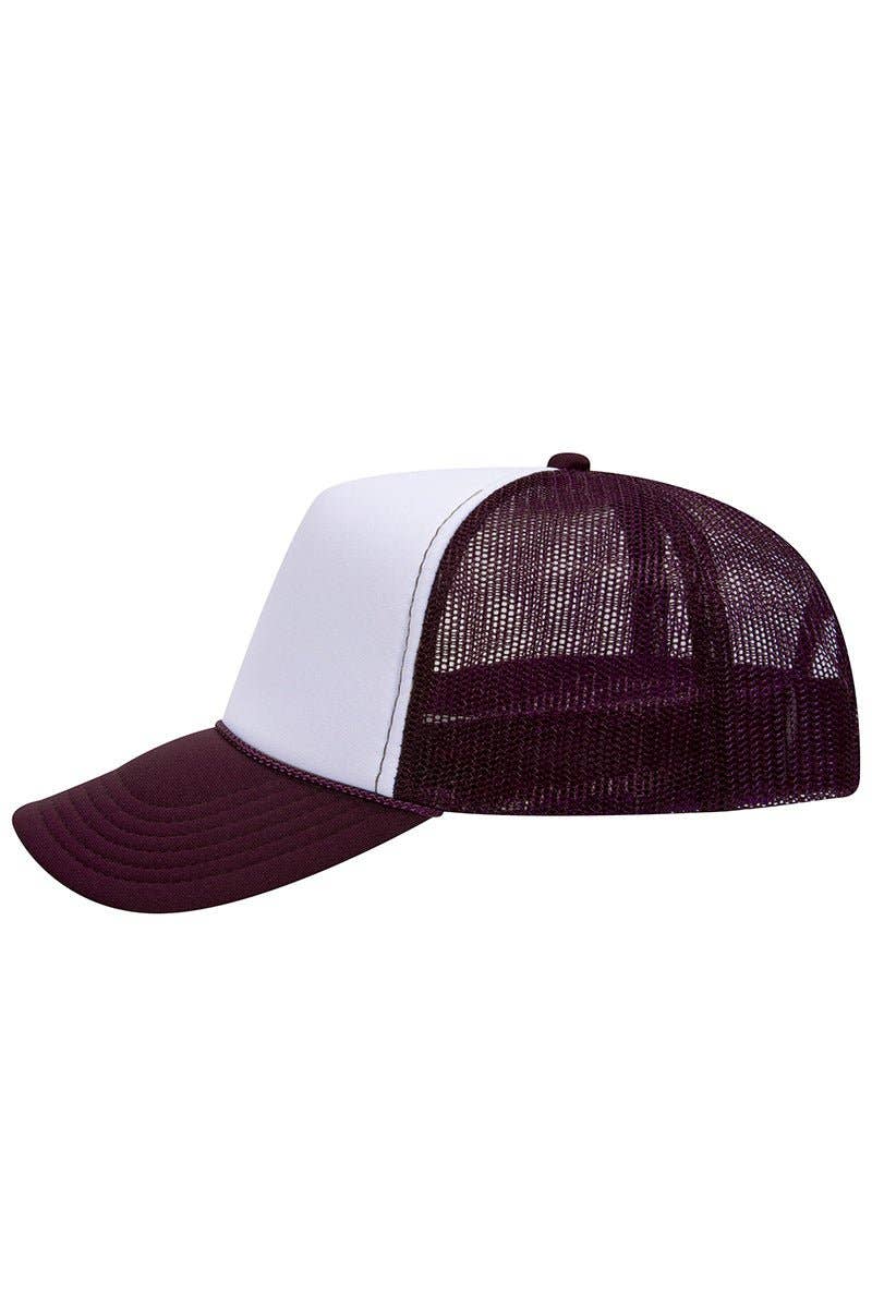 OTTO Maroon with White Foam Front Mid Profile Trucker Hat