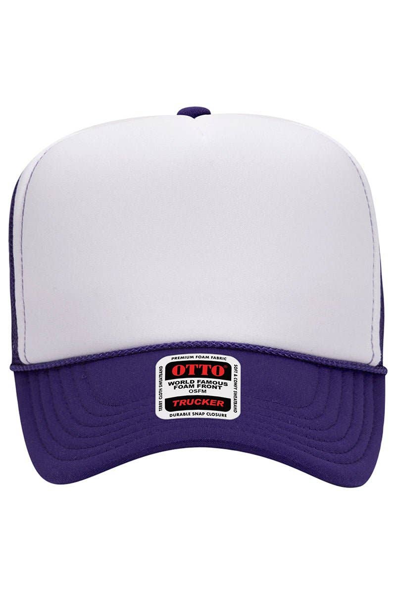 OTTO Purple with White Foam Front High Crown Trucker Hat