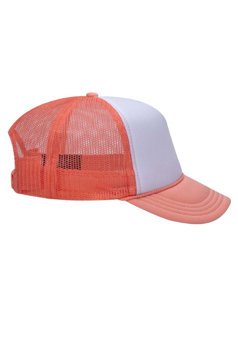 OTTO Youth Size Coral with White Foam Front High Crown Trucker Hat