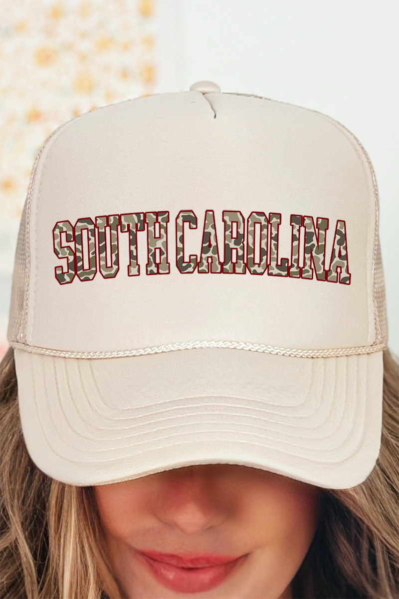 Garnet South Carolina Camo Otto Khaki Foam Front Trucker Hat
