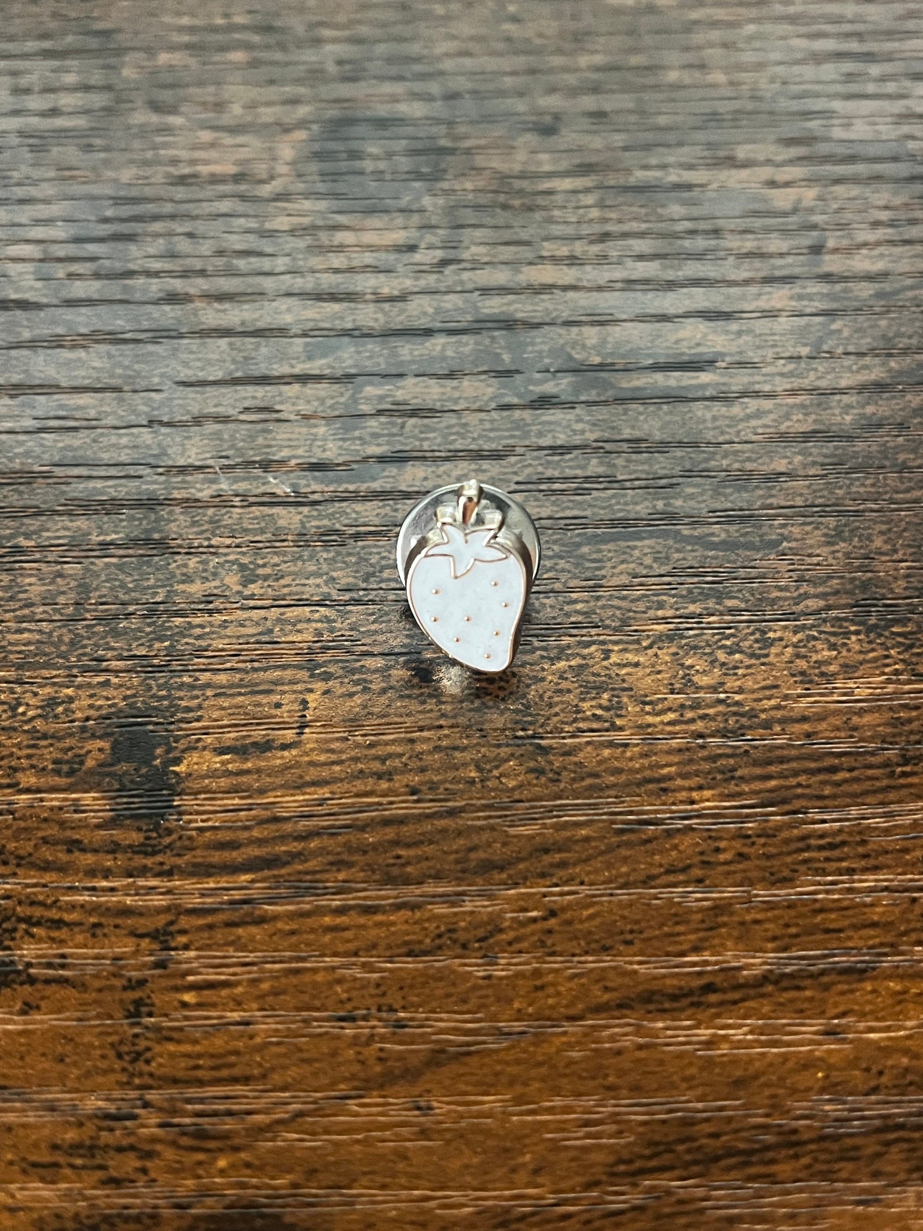 Large Strawberry Hat Pin white