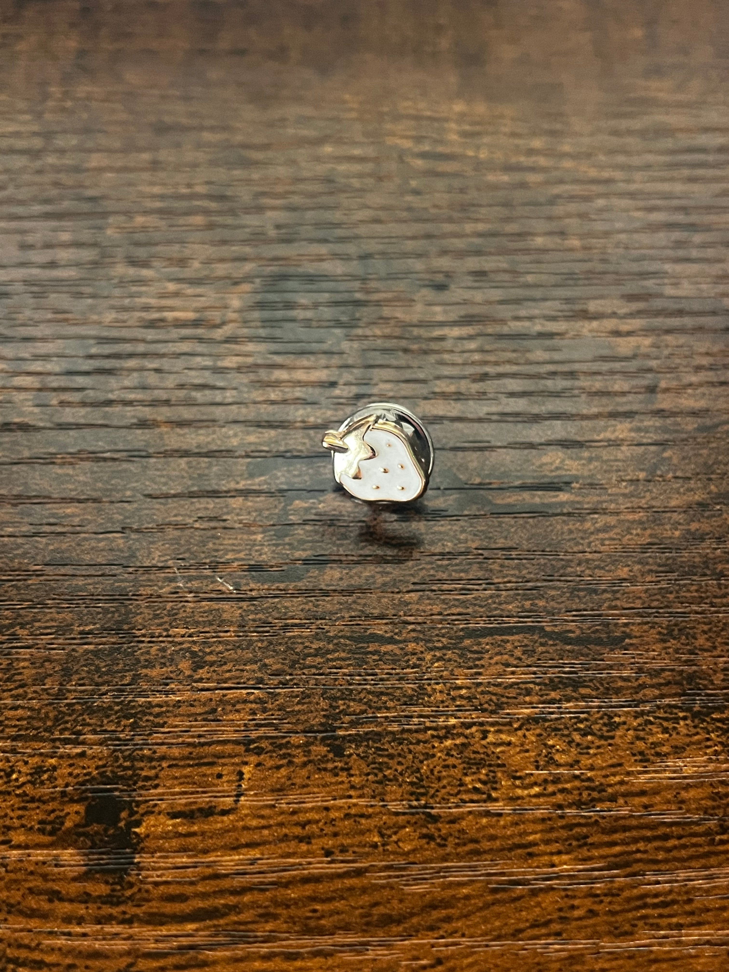 Small Strawberry Hat Pin white