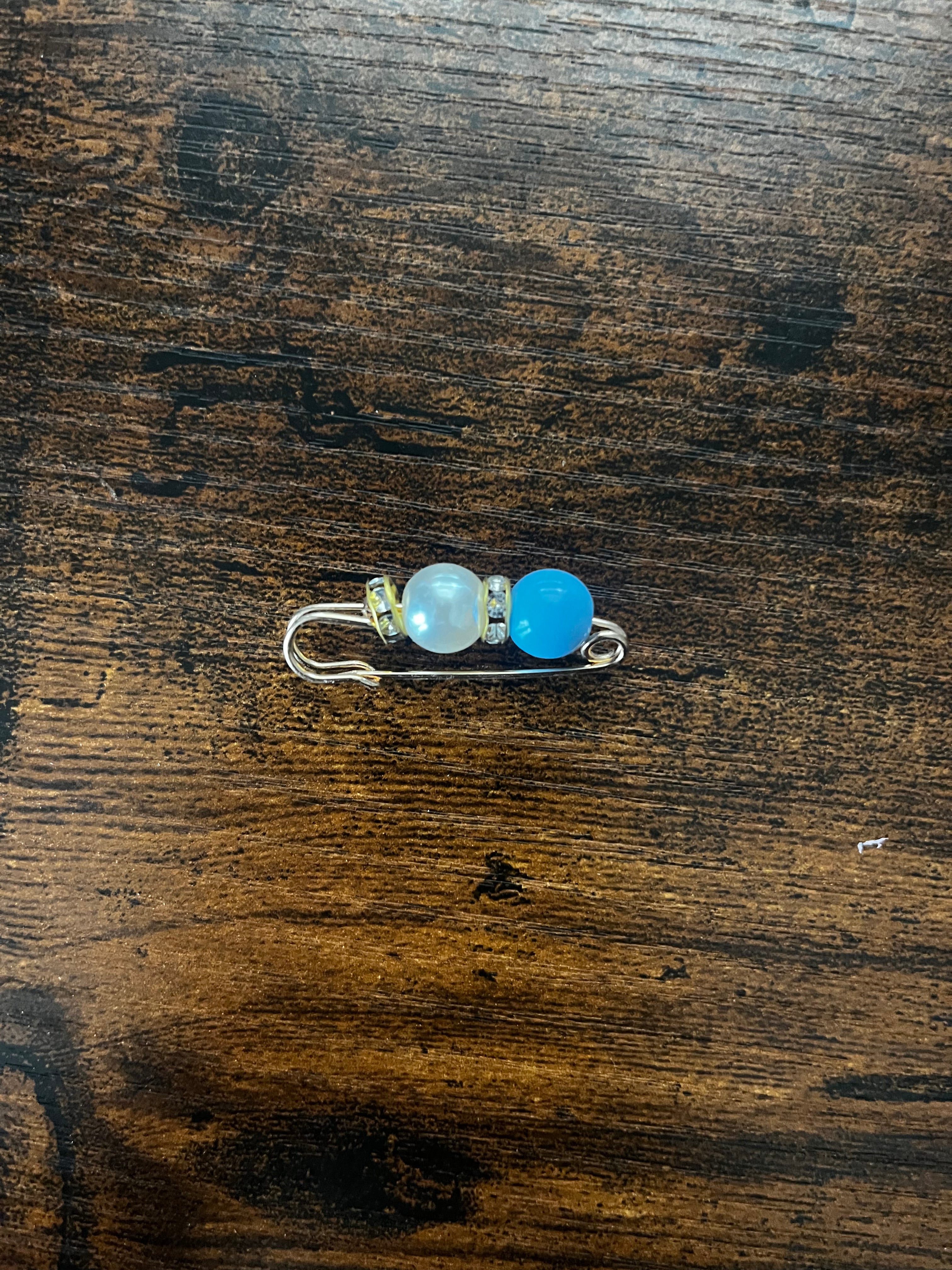 Light Blue & White Hat Pin