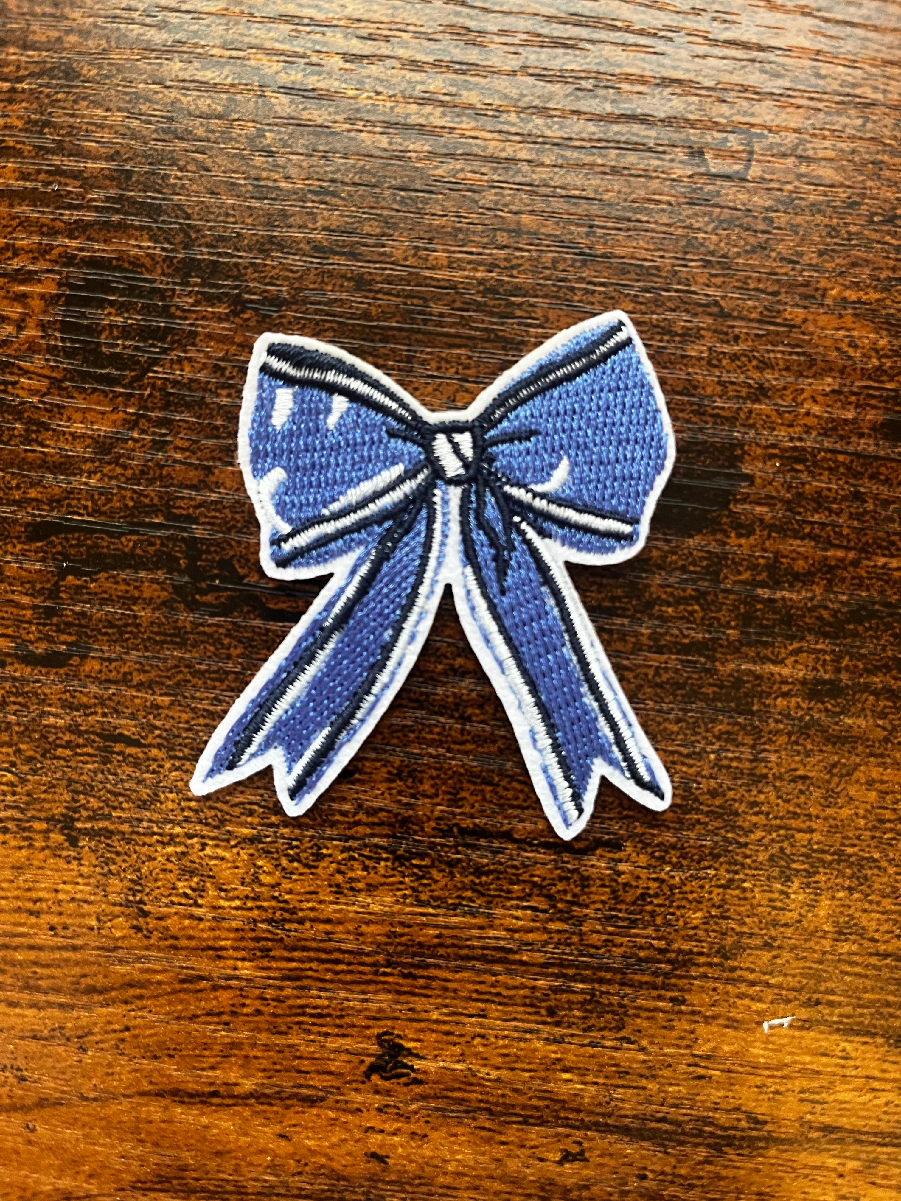 Blue & White Bow Hat Patch