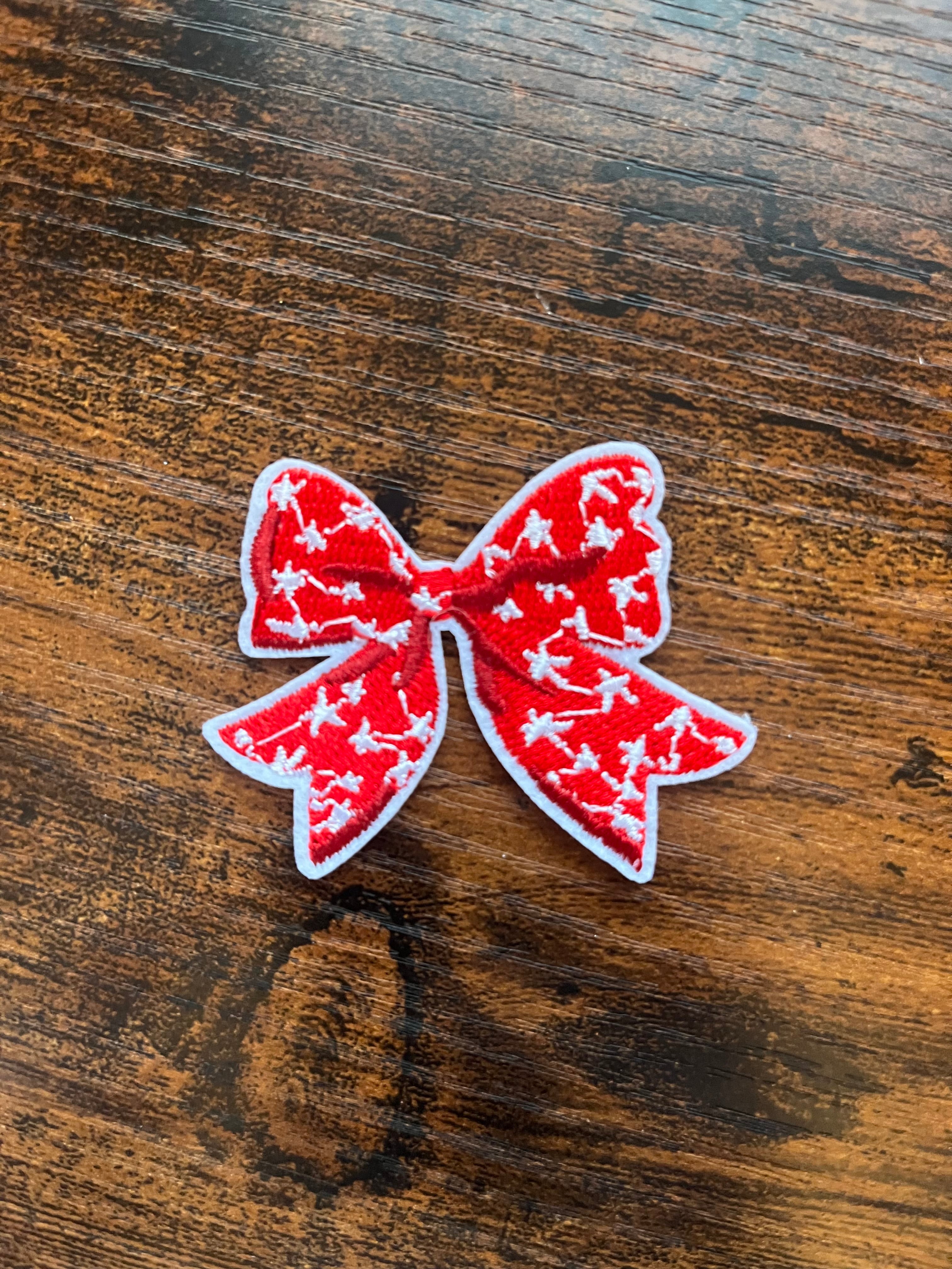 Red & White Star Bow Hat Patch