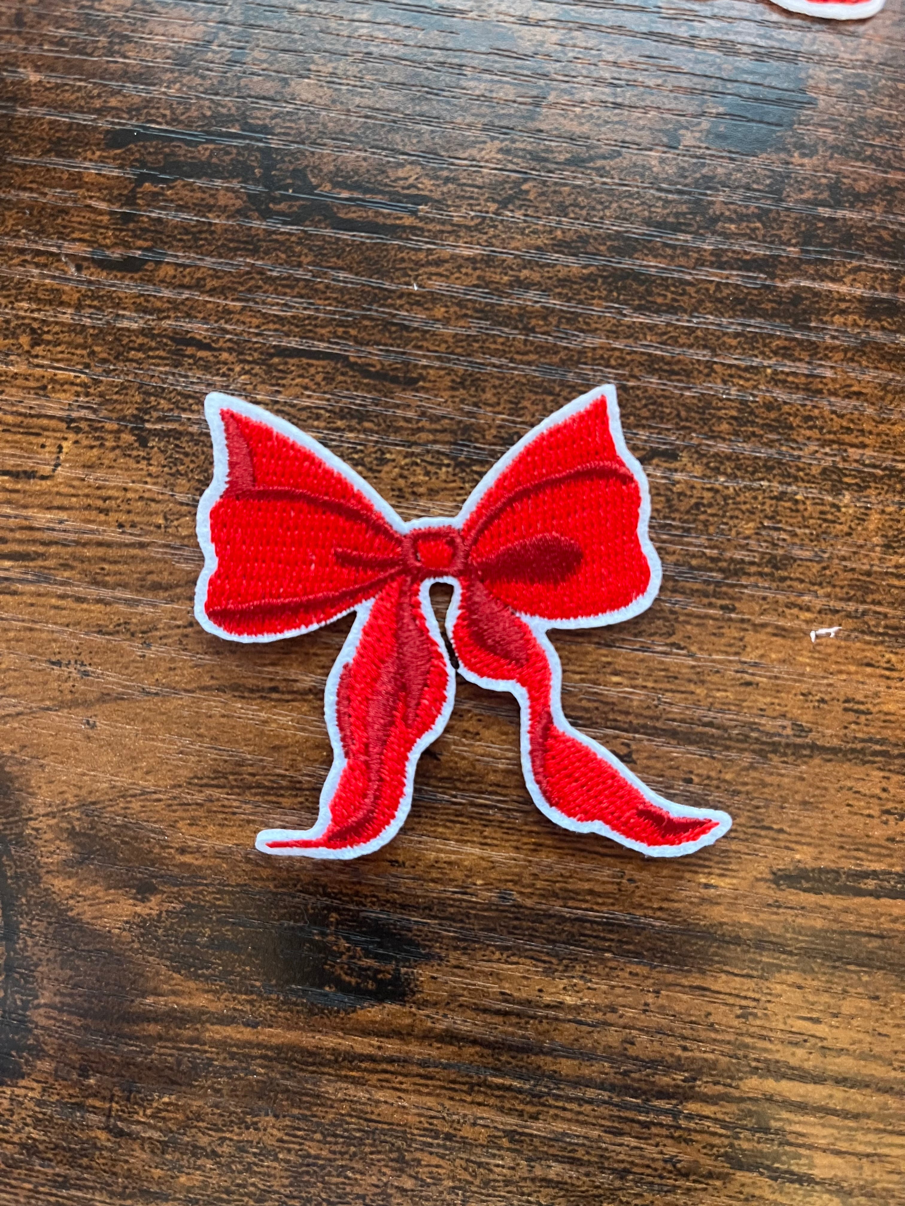 Red Bow Hat Patch
