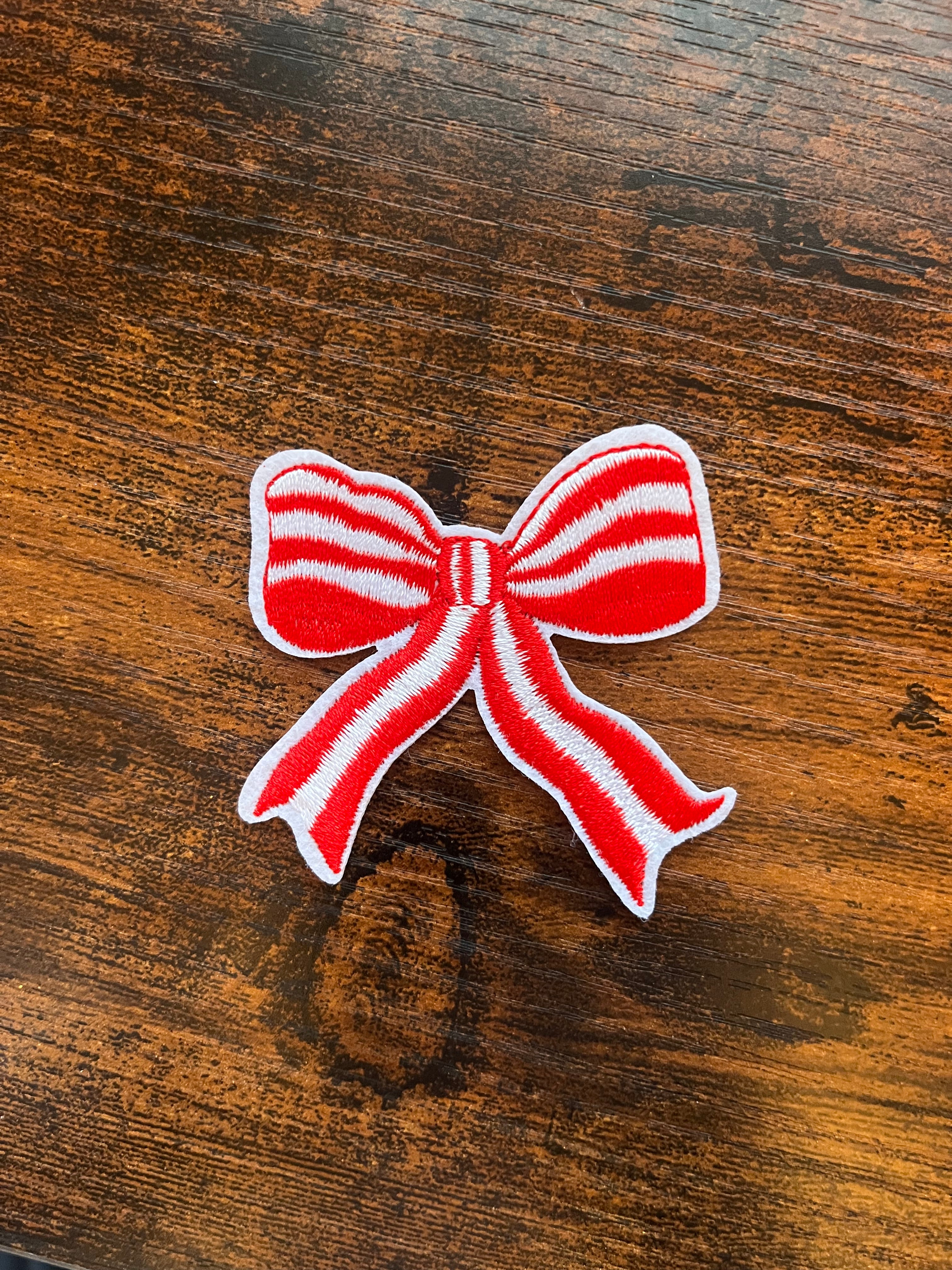 Red & White Striped Bow
