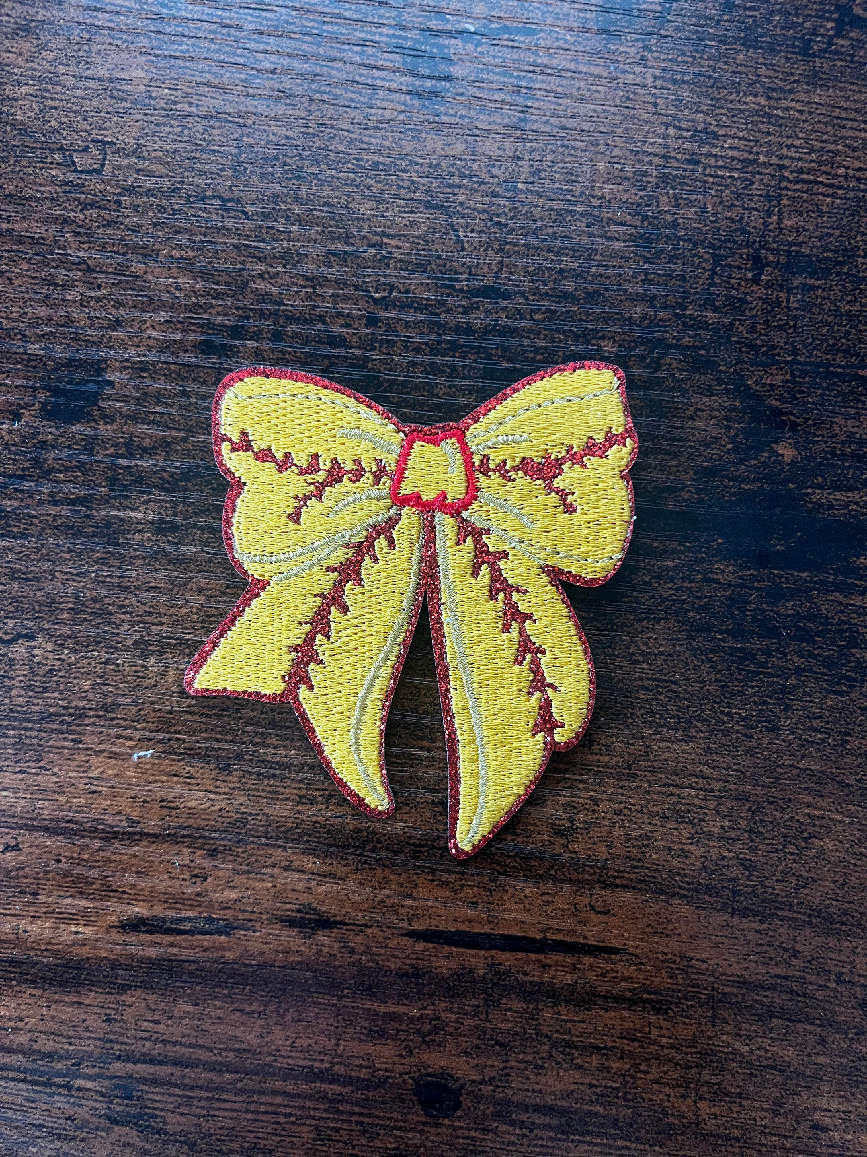 Softball Bow Hat Patch