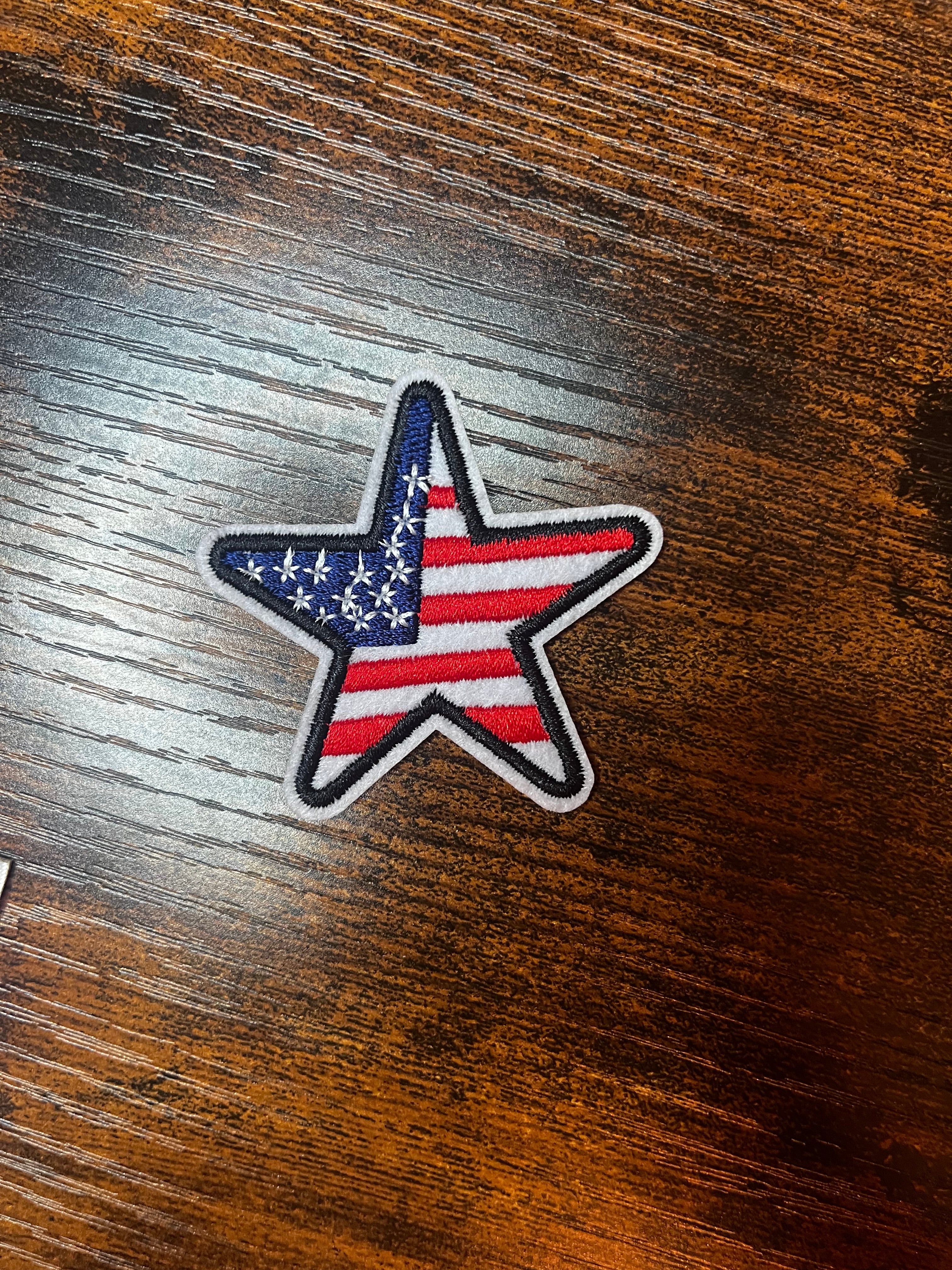 American Flag Star Hat Patch