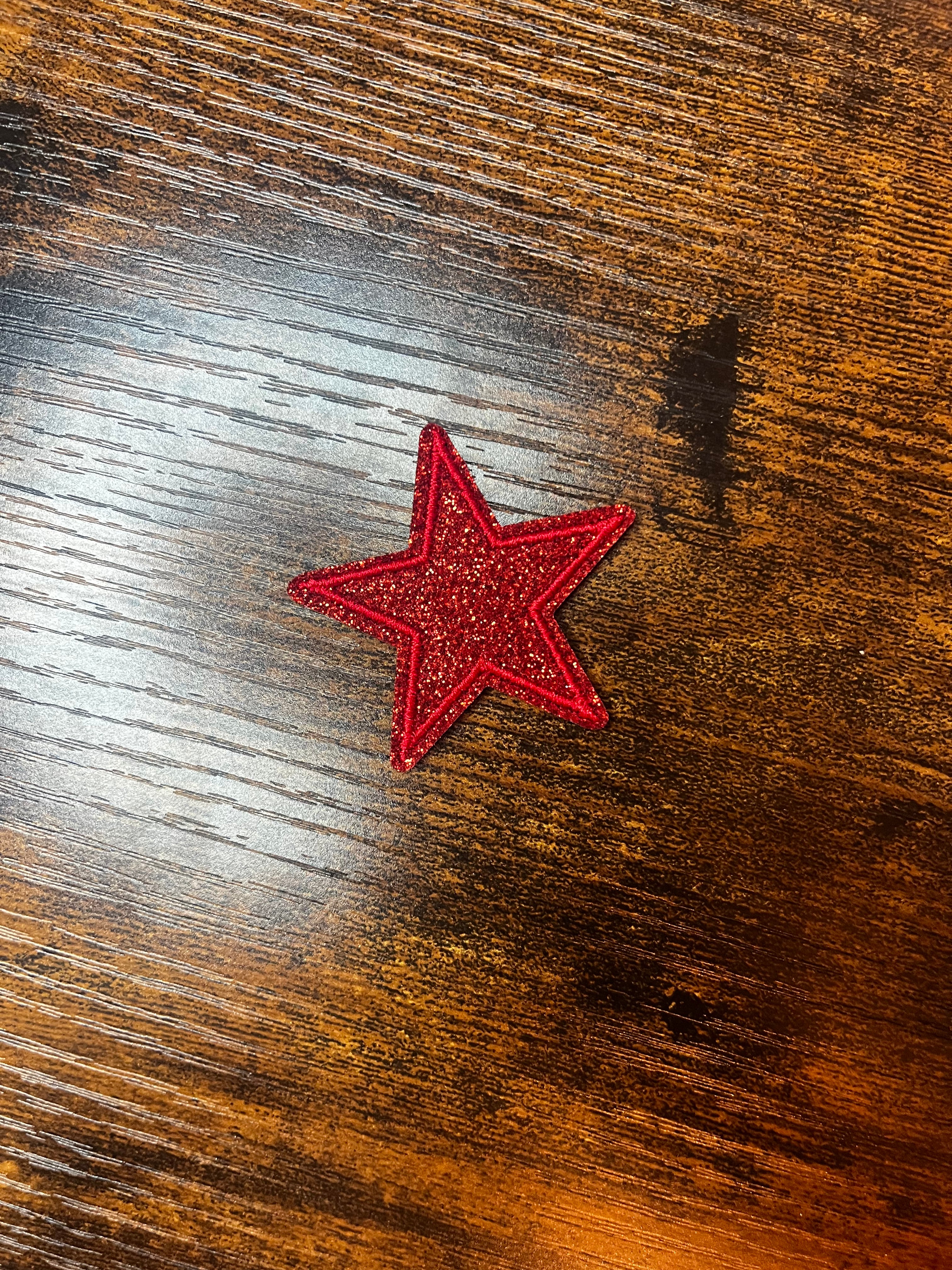Red Glitter Star Hat Patch