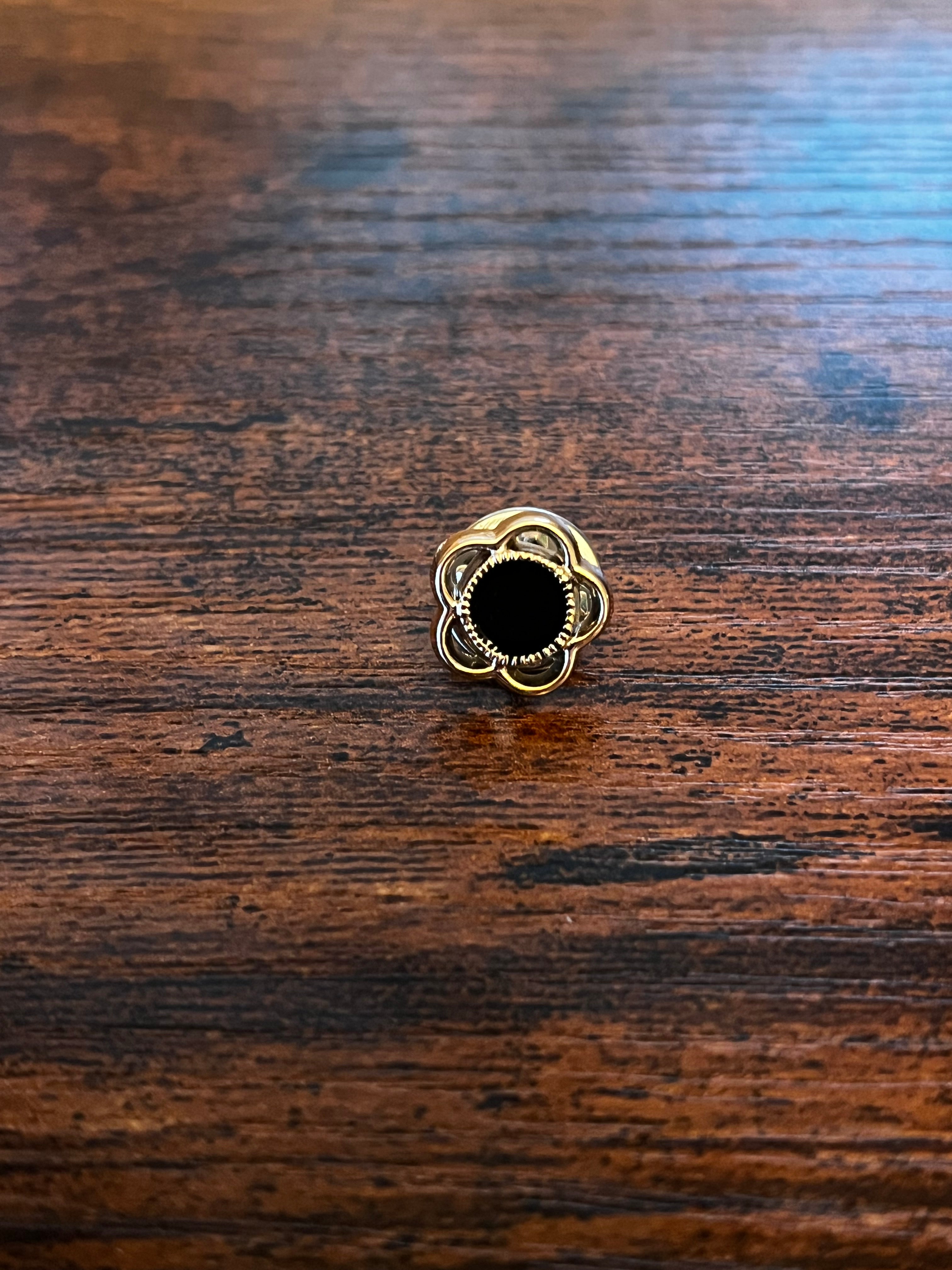 Silver and Black Flower Hat Pin