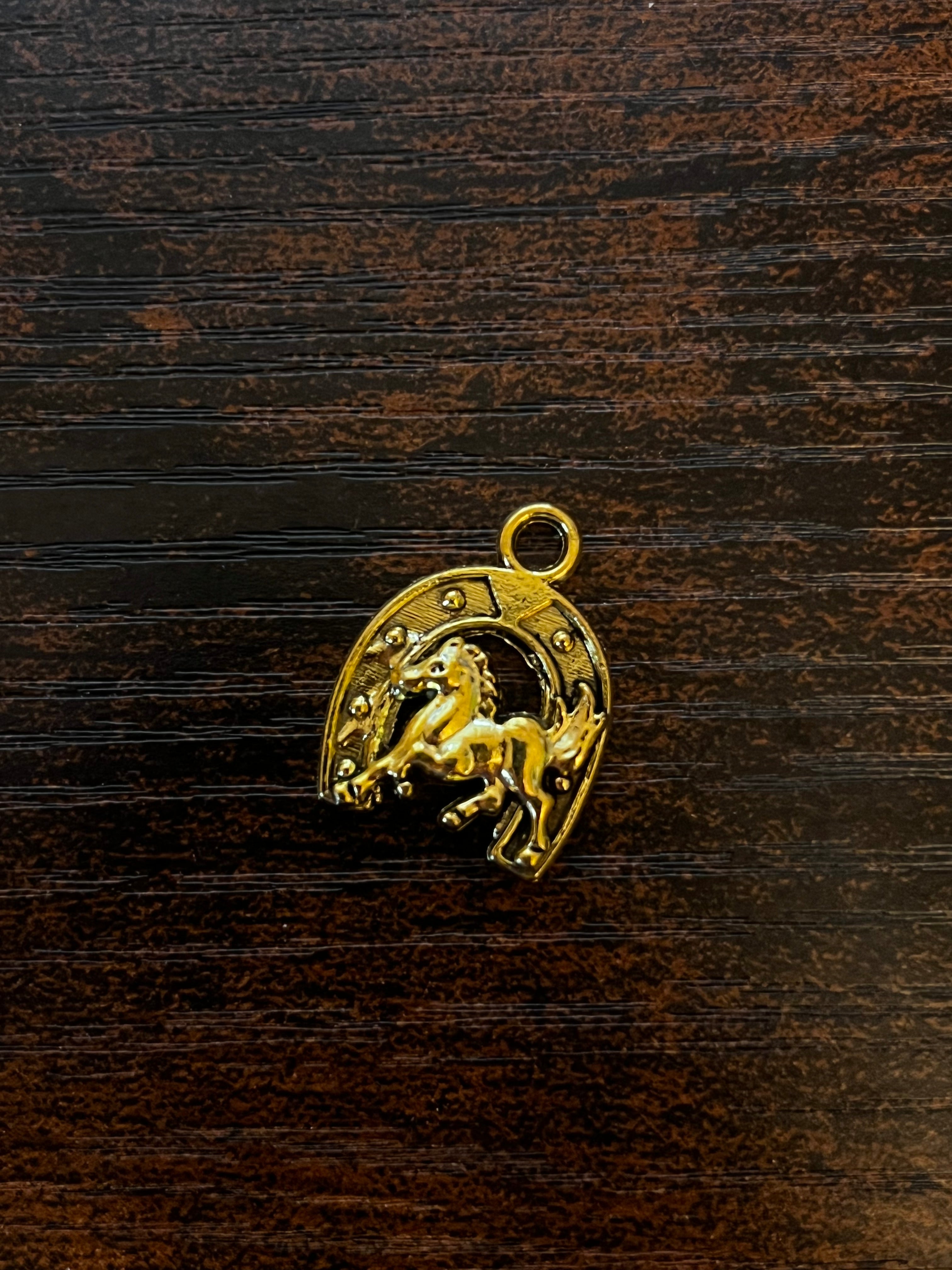 Horse Shoe with Horse Hat Chain Charm