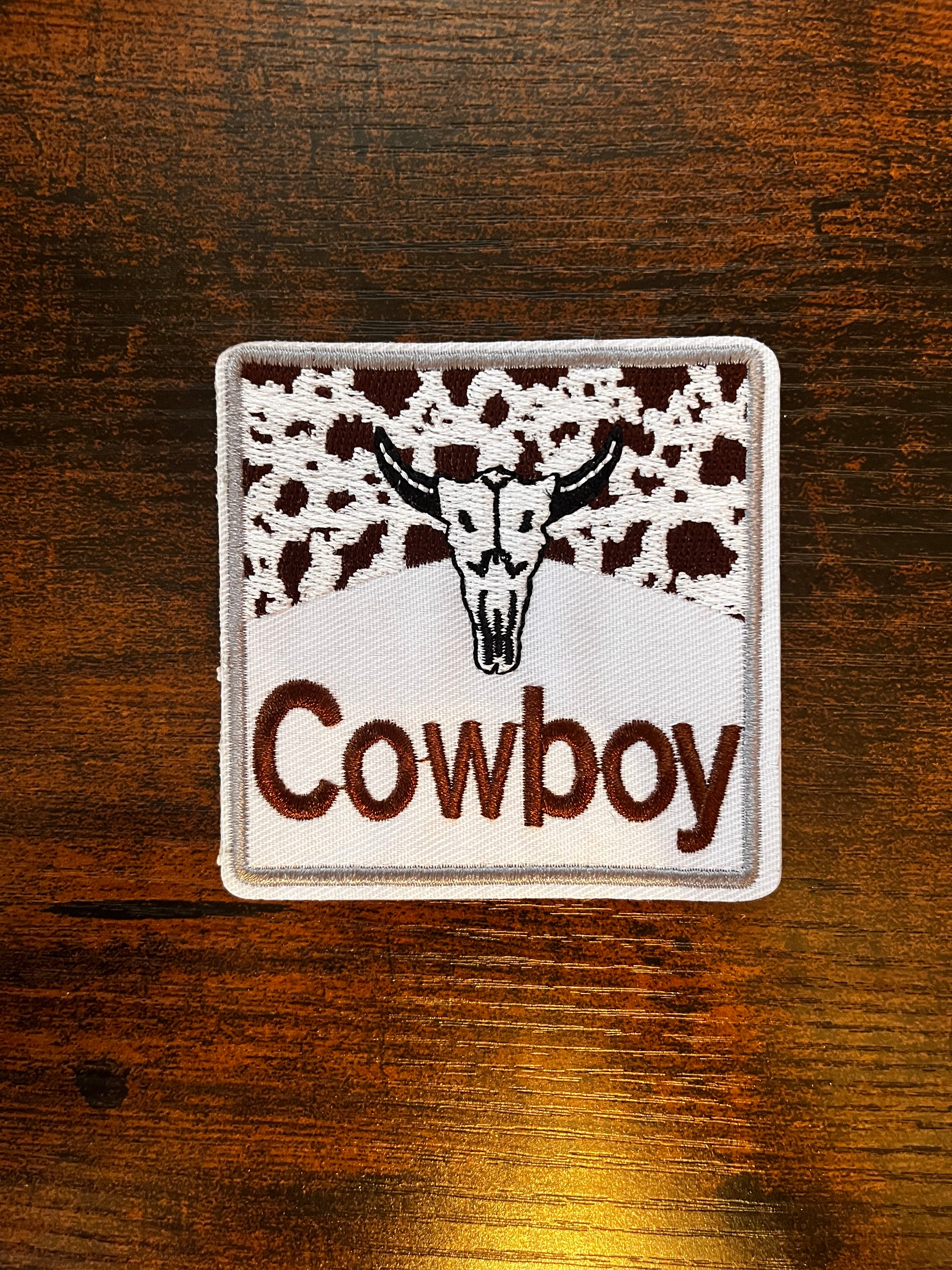 Cowboy with Bull Skull Hat Patch