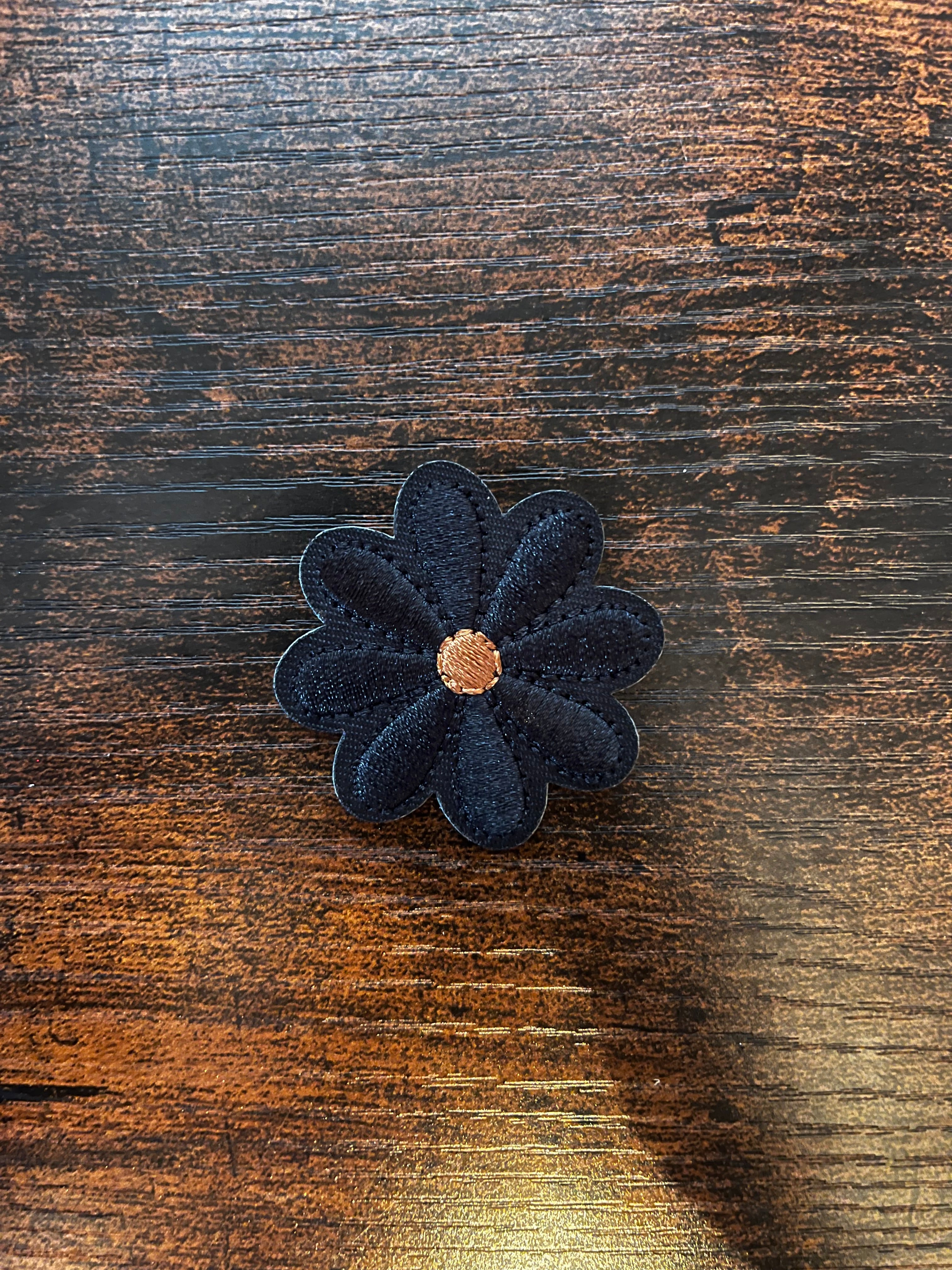 Black Flower Hat Patch