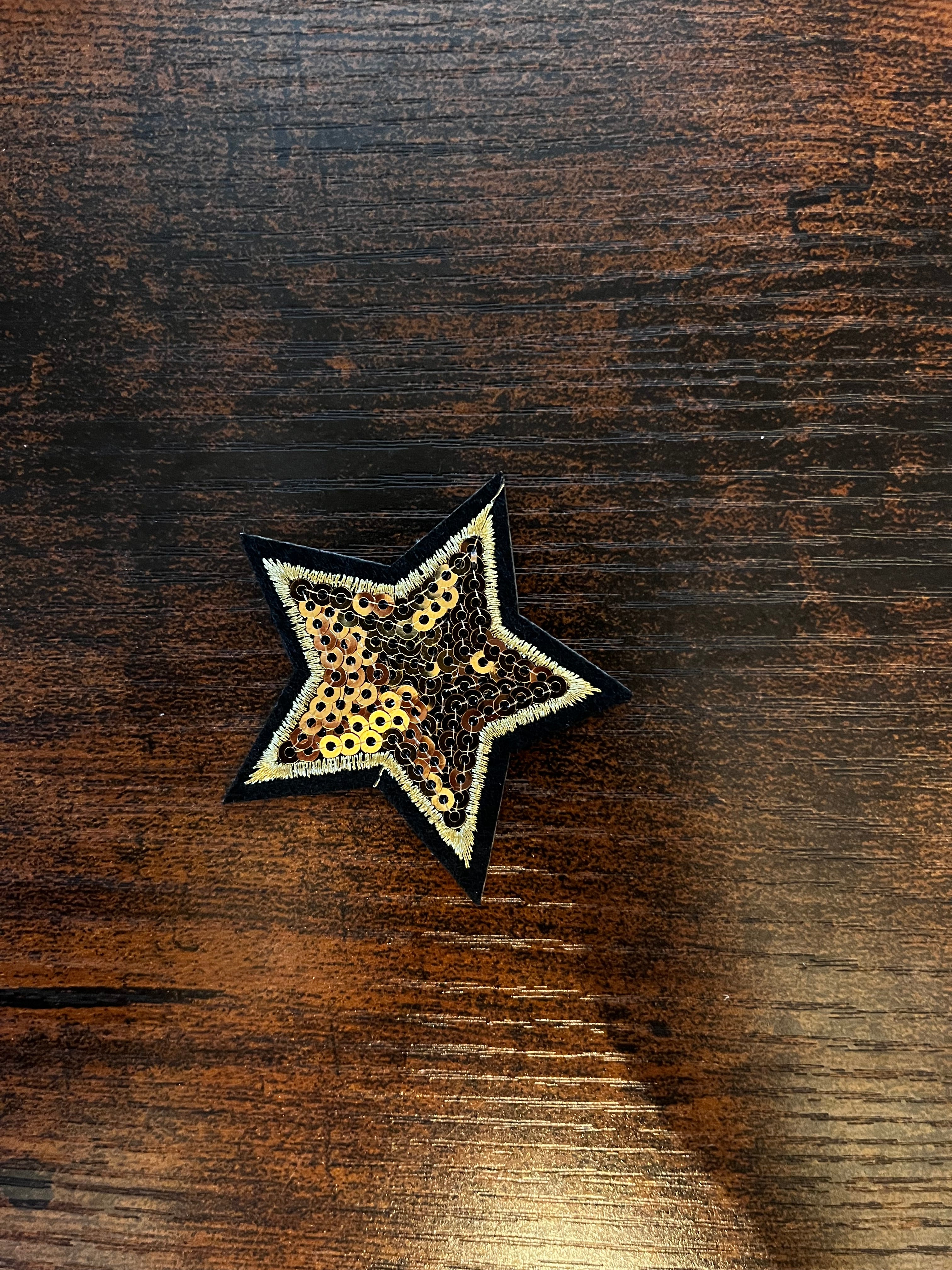 Gold and Black Sequin Star Hat Patch