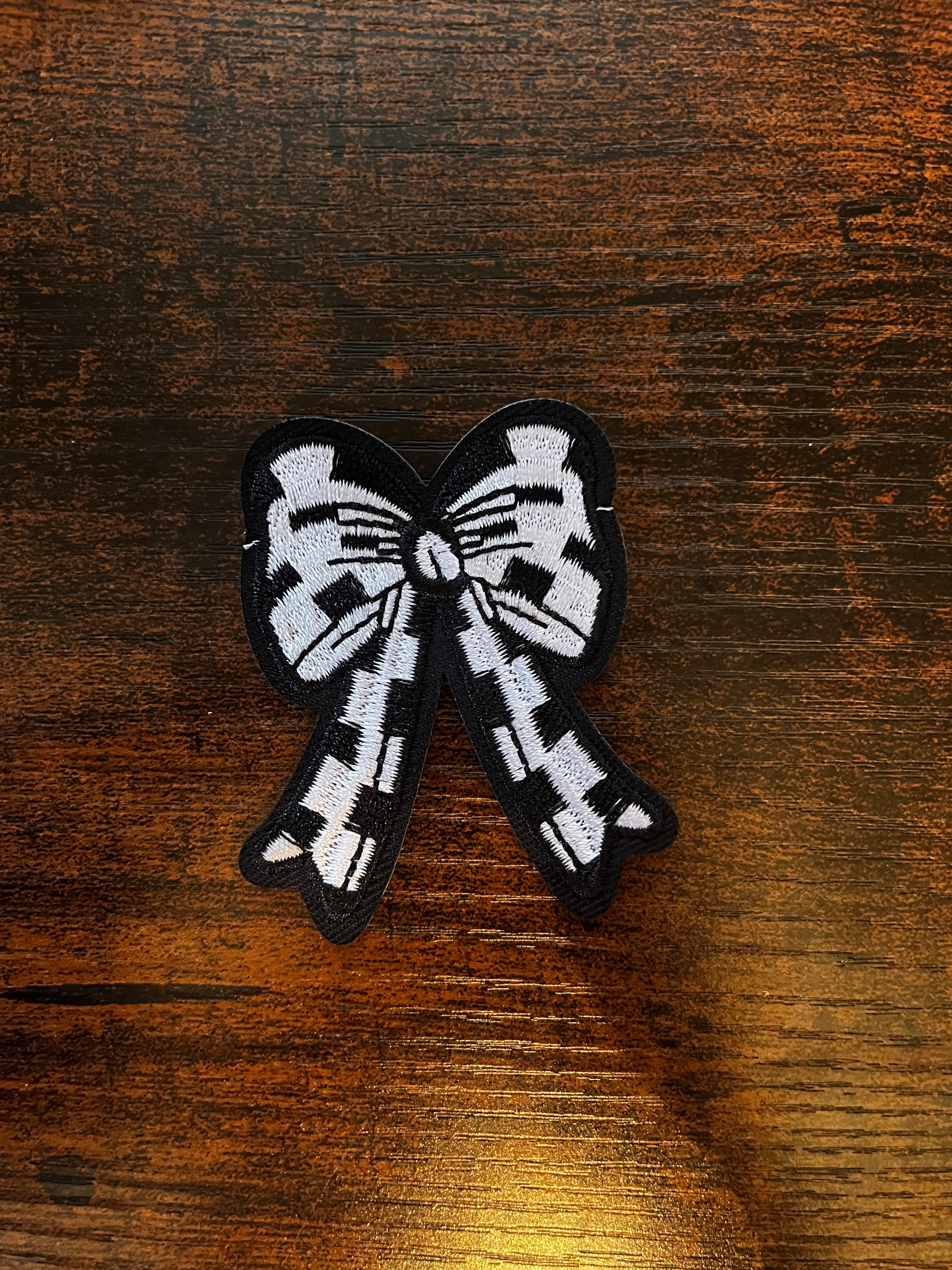 Checkered Bow Hat Patch