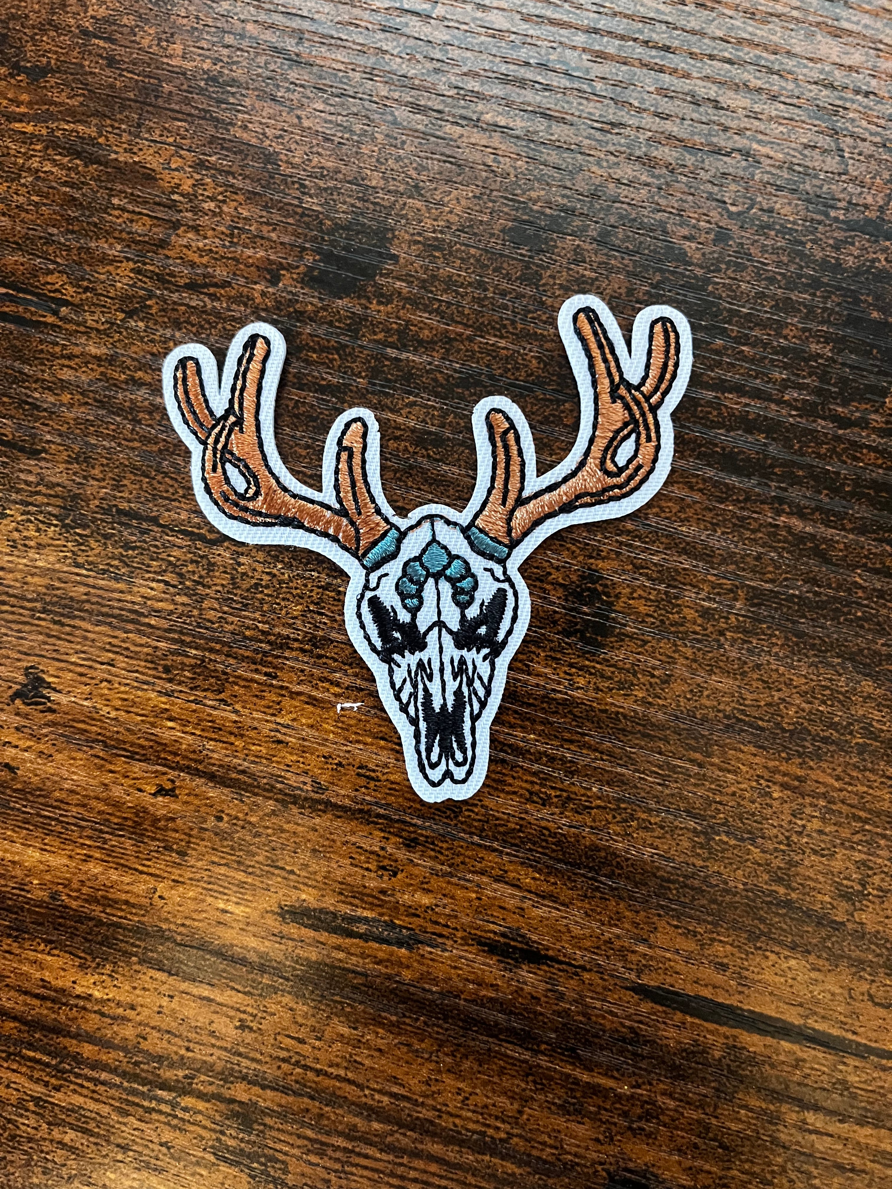 Turquoise Bull Skull Hat Patch
