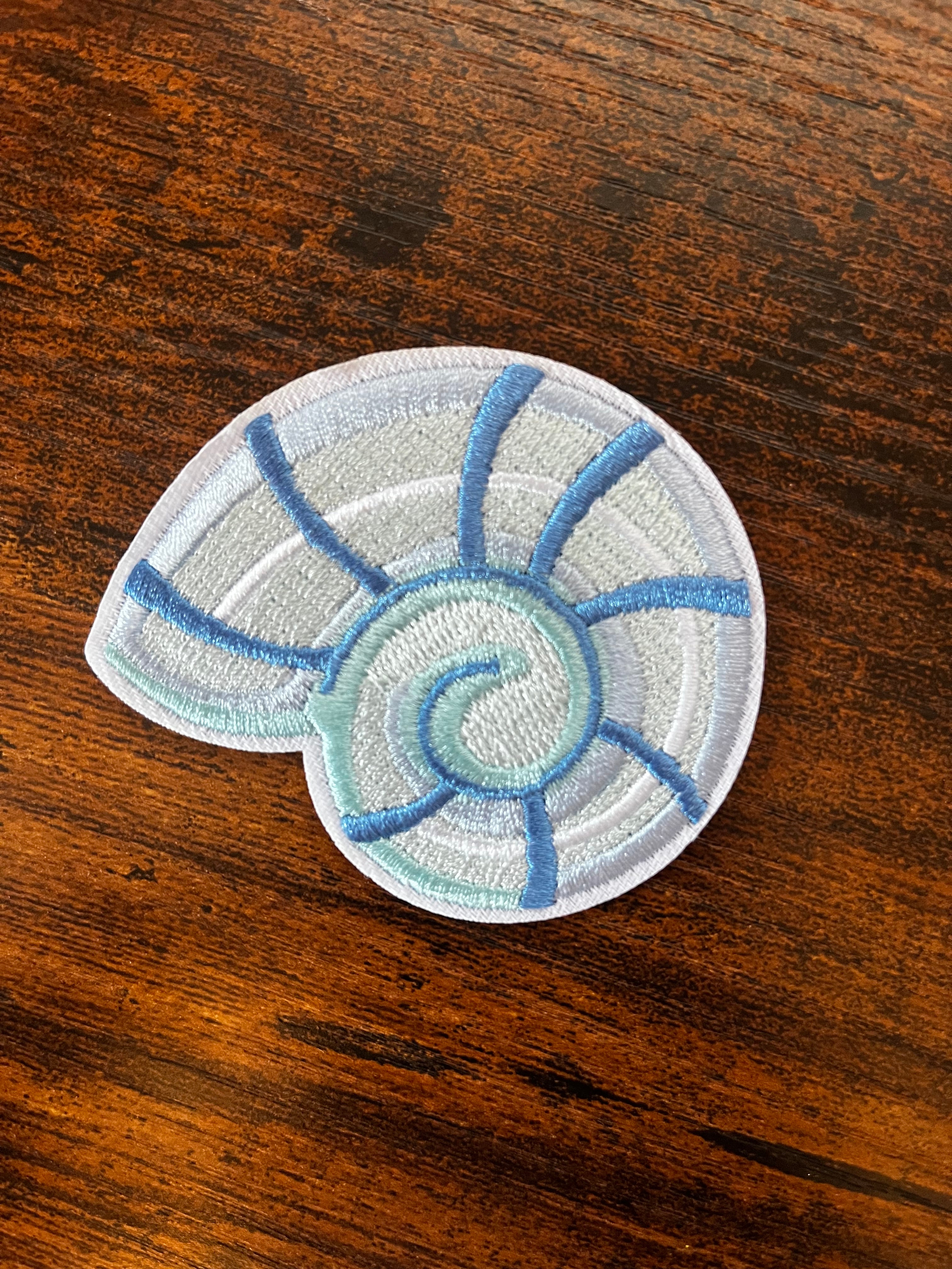 Blue Seashell Hat Patch