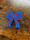 Blue & Red Baseball Bow