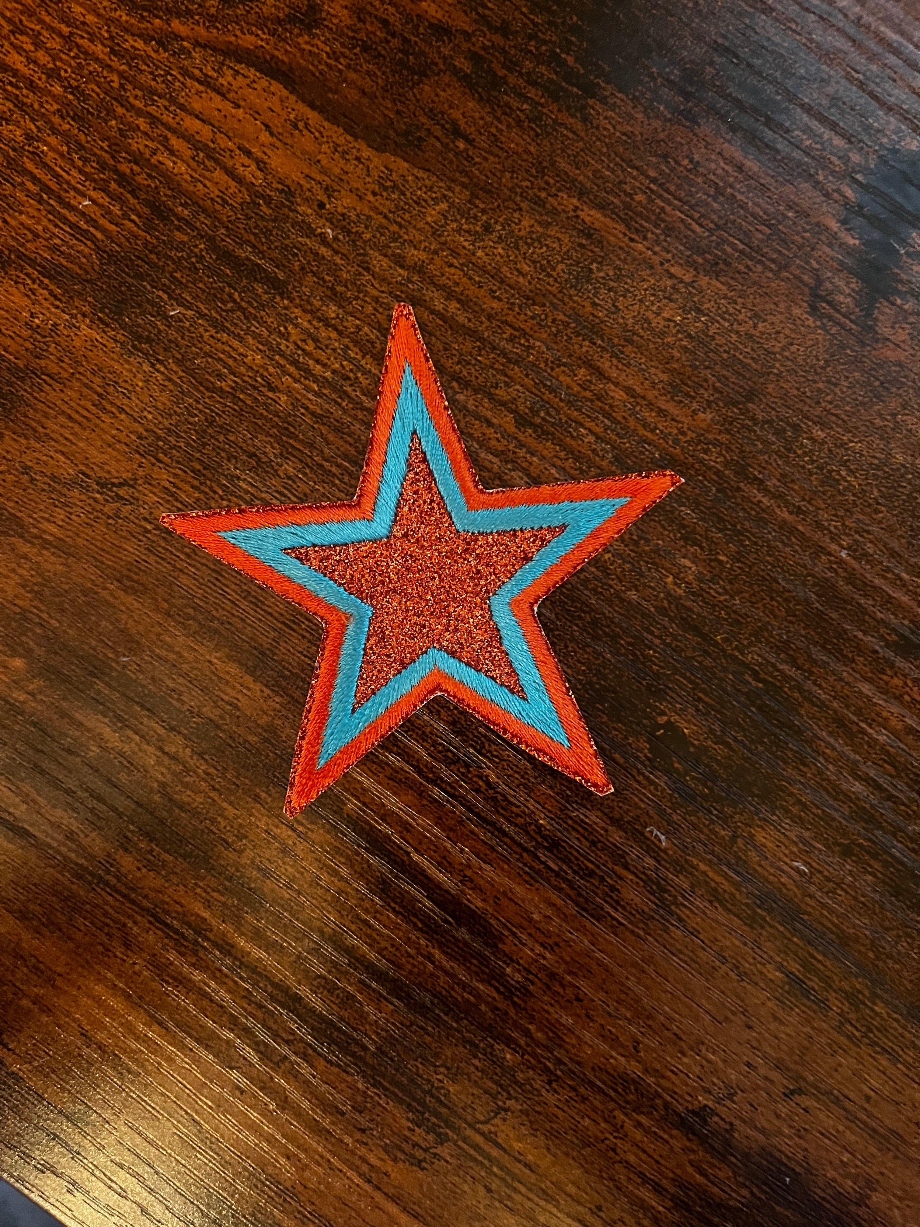 Orange & Teal Glitter Star