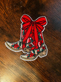 Christmas Cowgirl Boots w Bow