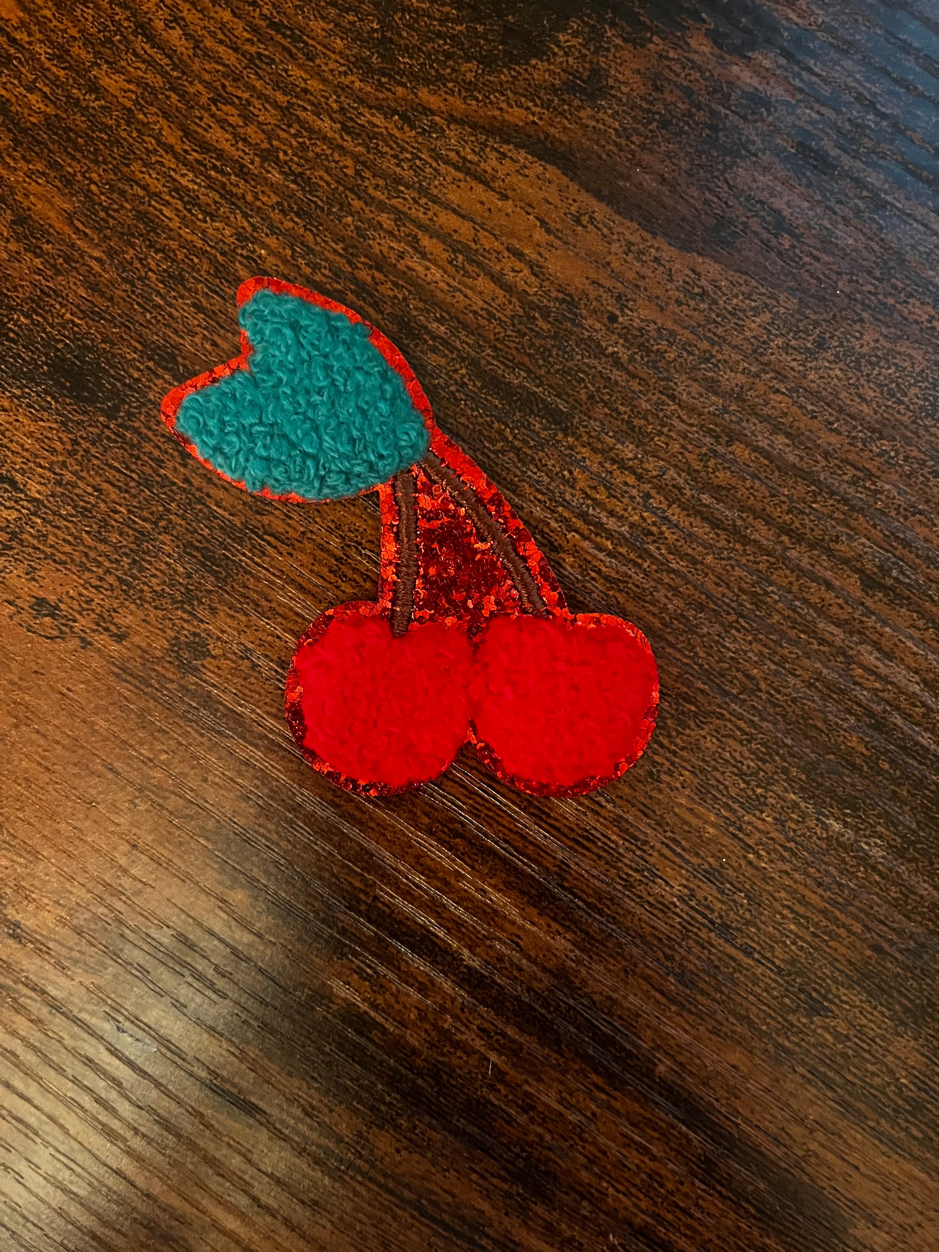 Red Glitter Chenille Cherries