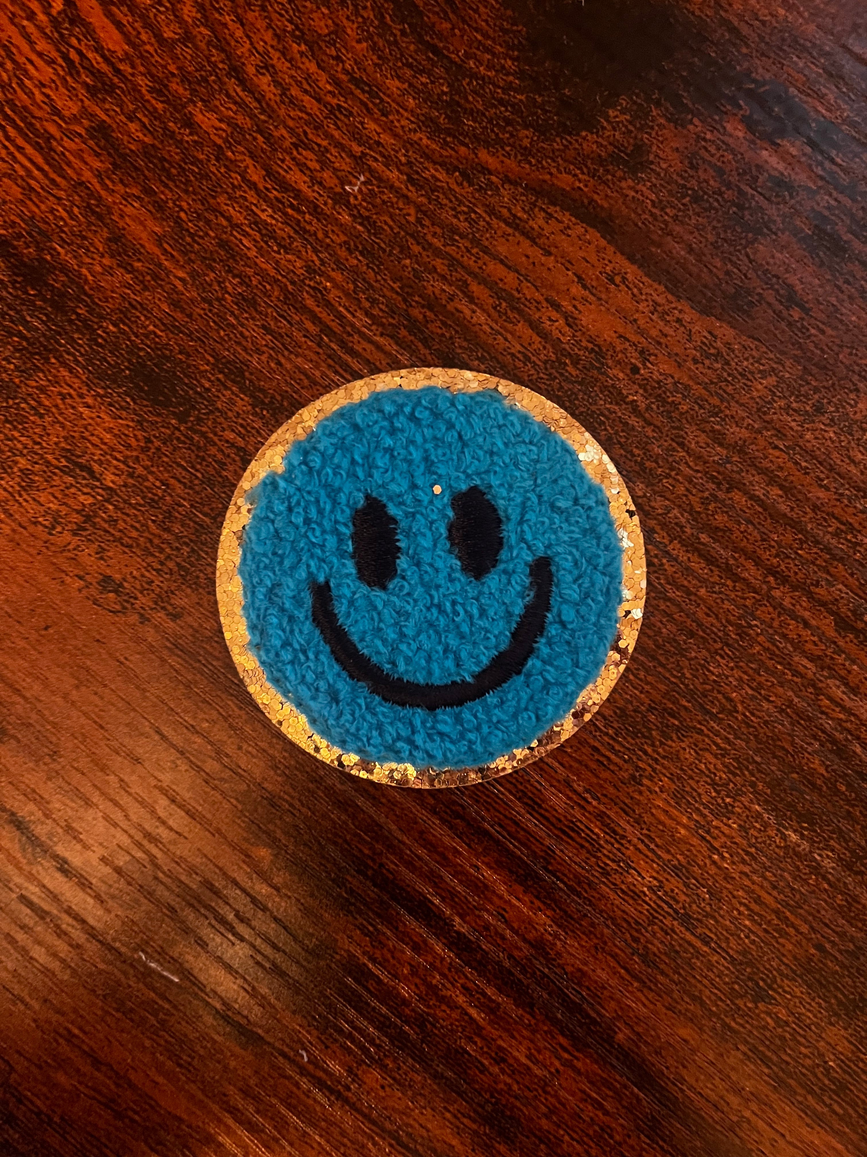 Teal Smiley chenille