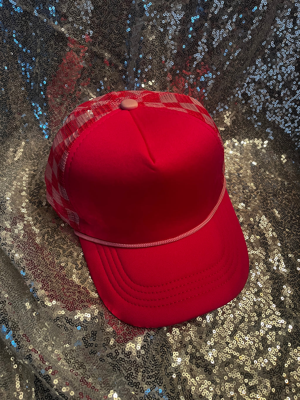 TRUCKER HAT CHECKER FOAM FRONT MESH BACK CAP HOT PINK