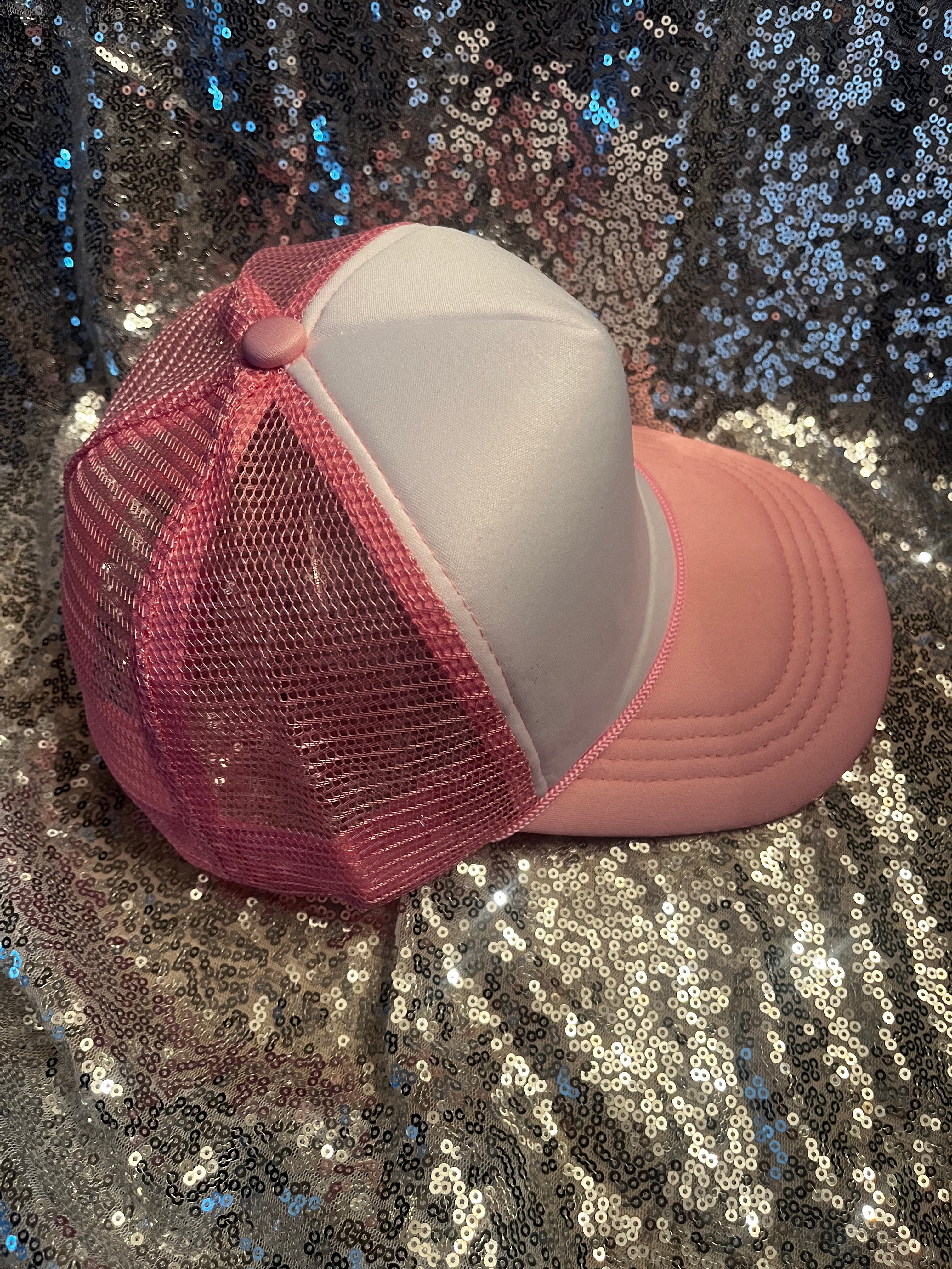 TRUCKER HAT FOAM FRONT MESH BACK HAT CAP LIGHT PINK