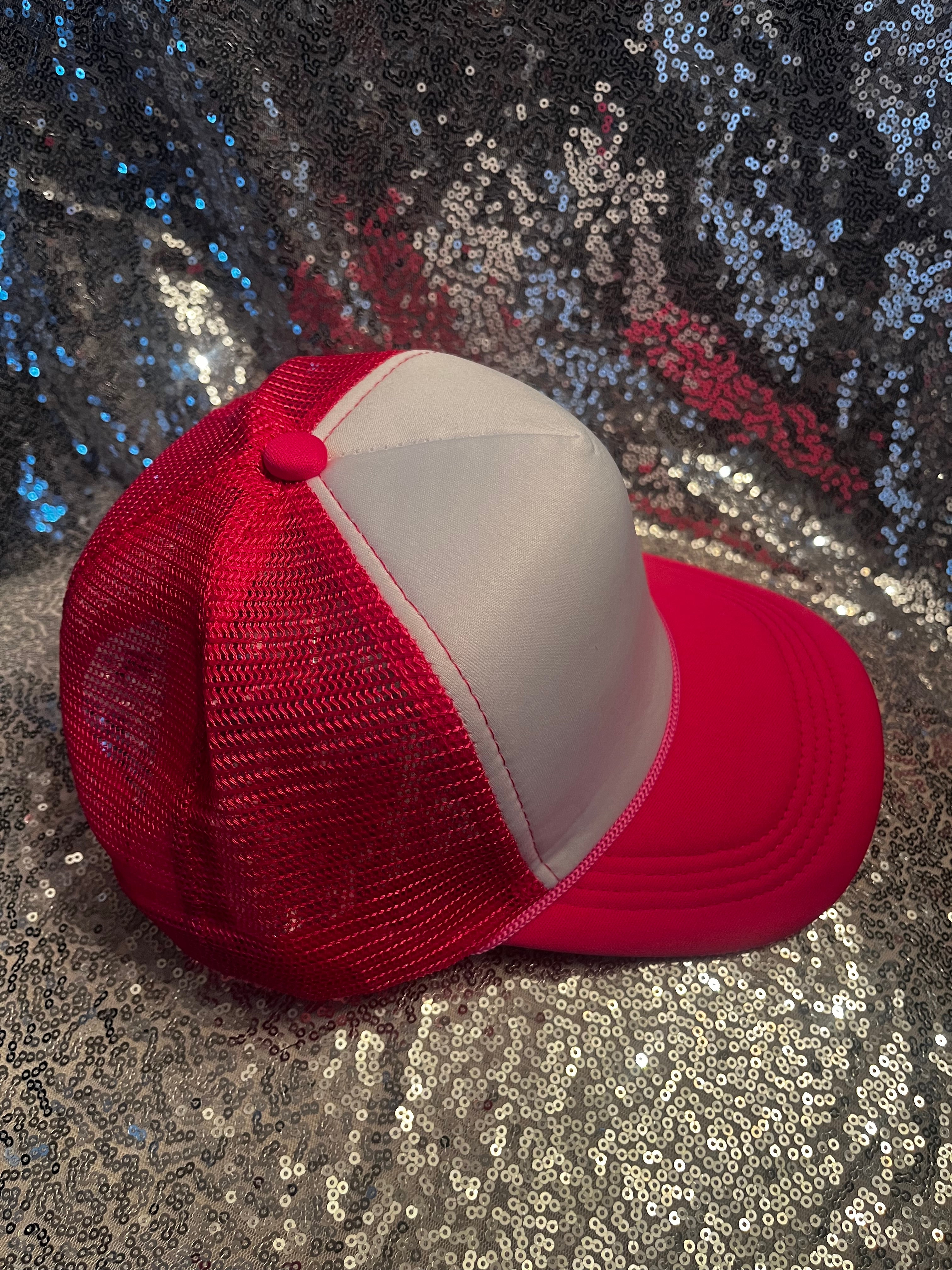 TRUCKER HAT FOAM FRONT MESH BACK HAT CAP HOT PINK