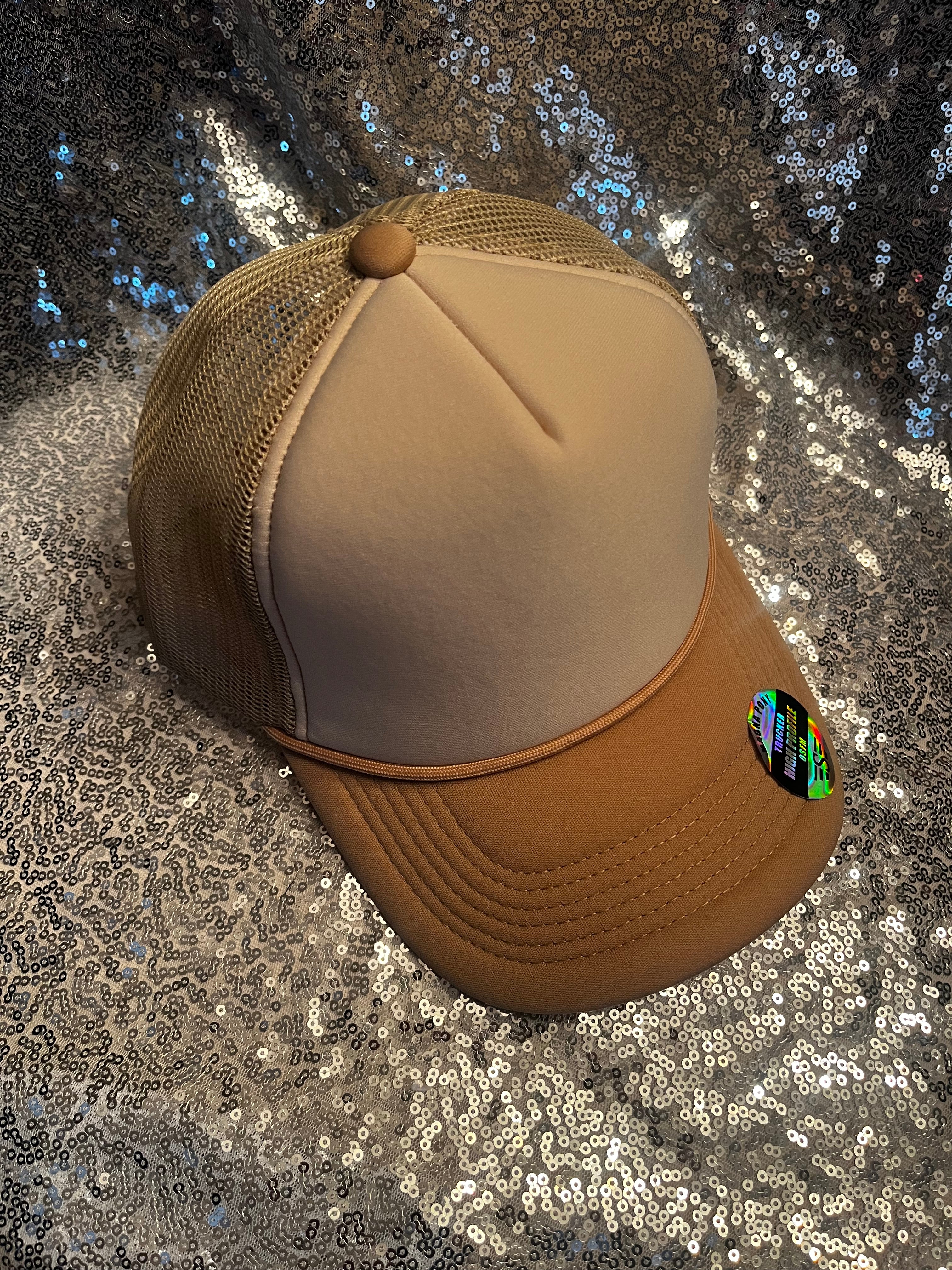 Tri Color Mesh Trucker Cap: Sand Magna Pony