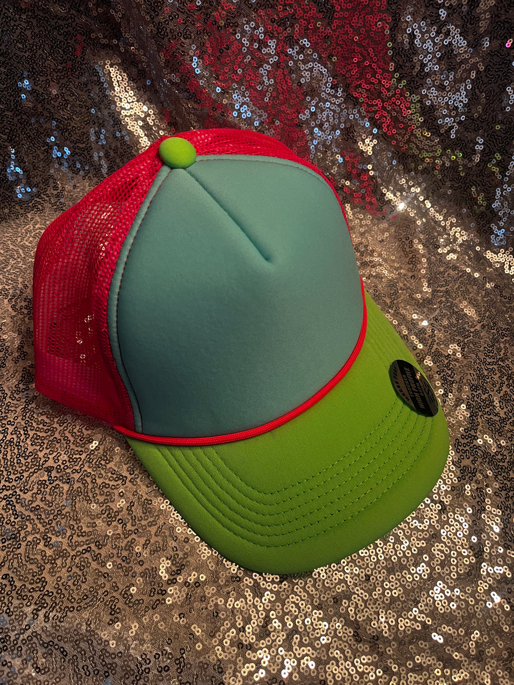 Tri Color Mesh Trucker Cap: Neon Magna Pony