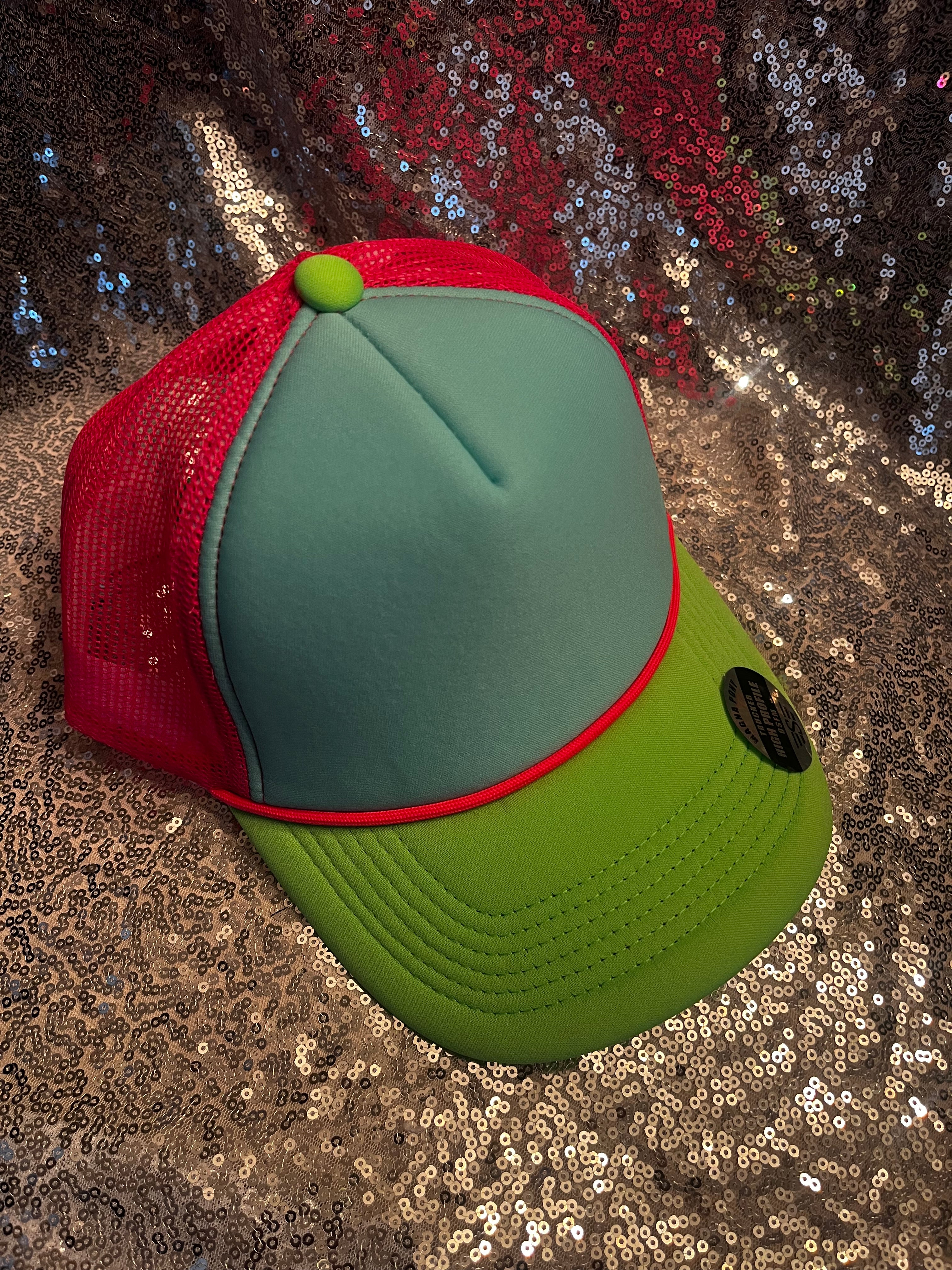 Tri Color Mesh Trucker Cap: Neon Magna Pony