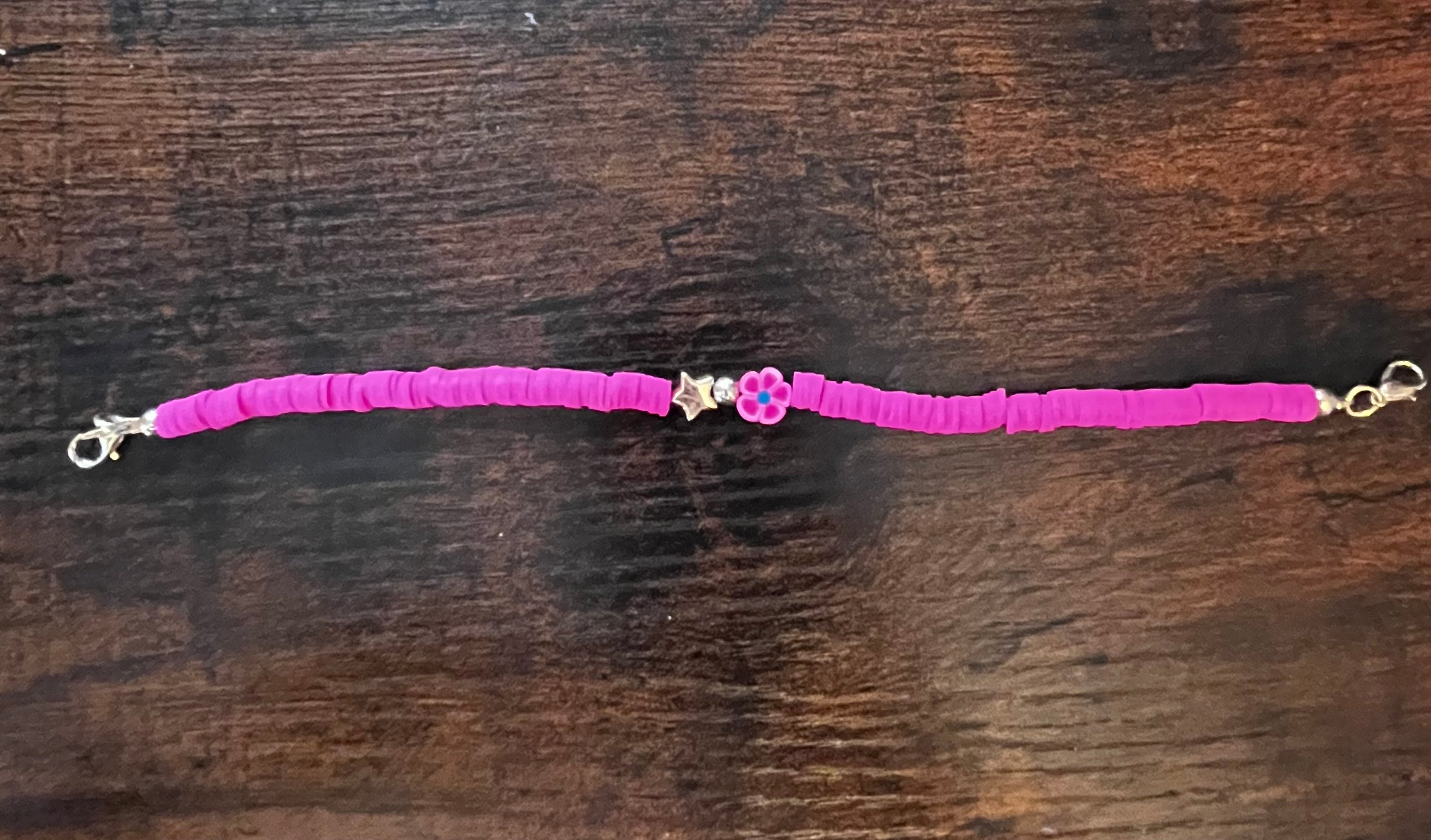 Pink Hat Chain with Star & Flower