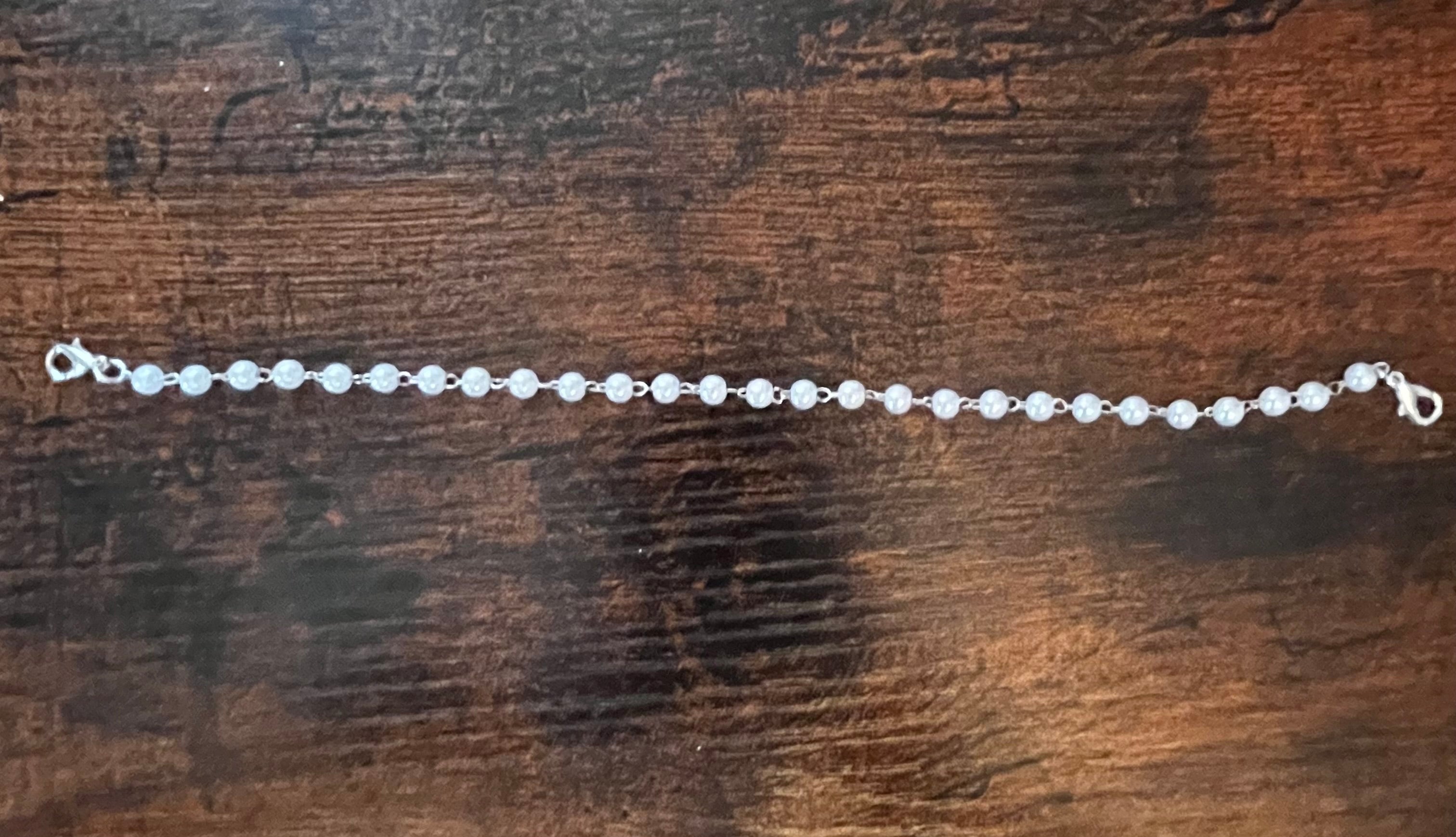 Silver Pearl Hat Chain