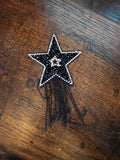 Black Rhinestone Star Hat Patch with Chain