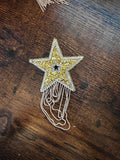 Gold Rhinestone Chain Star Hat Patch LARGE