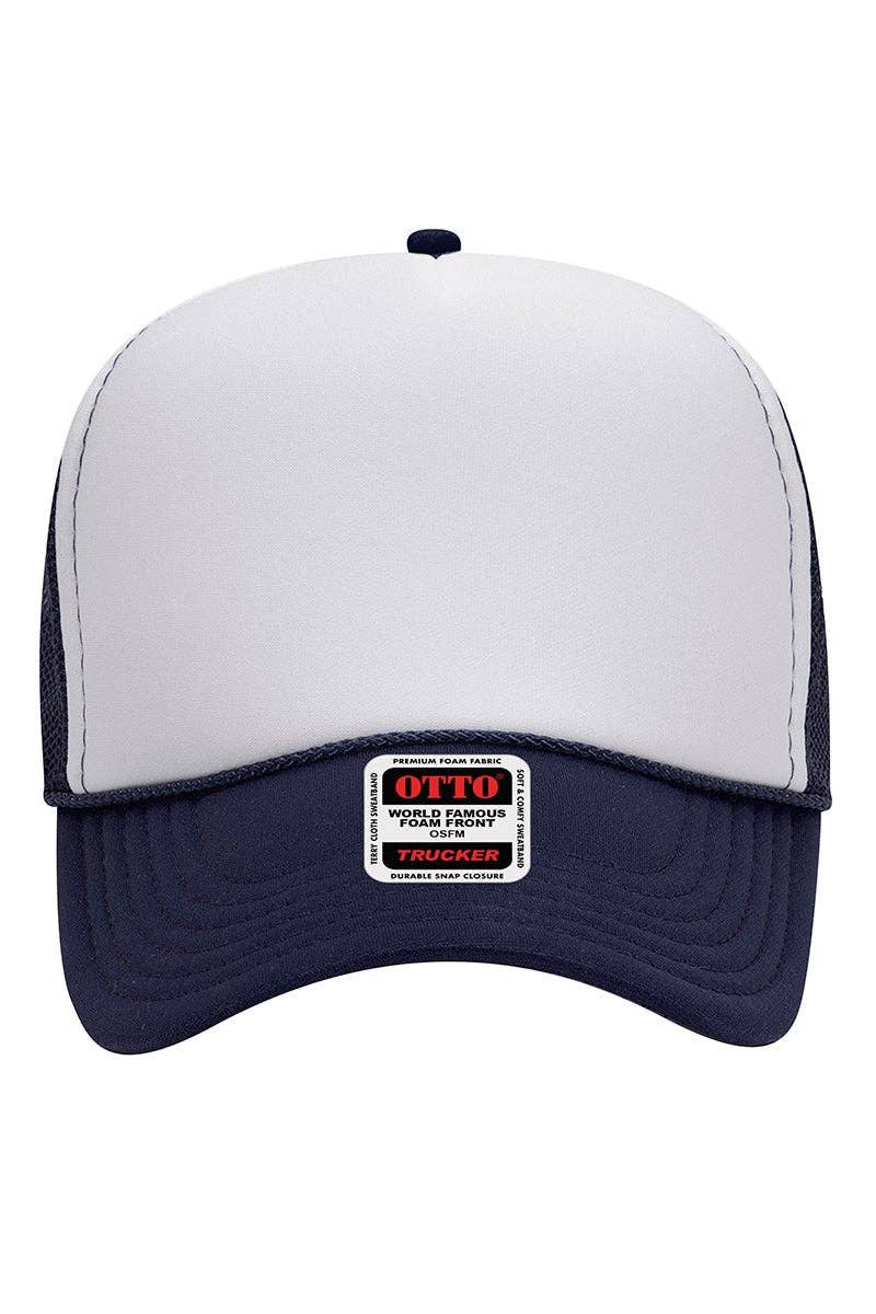 OTTO Navy with White Foam Front Mid Profile Trucker Hat