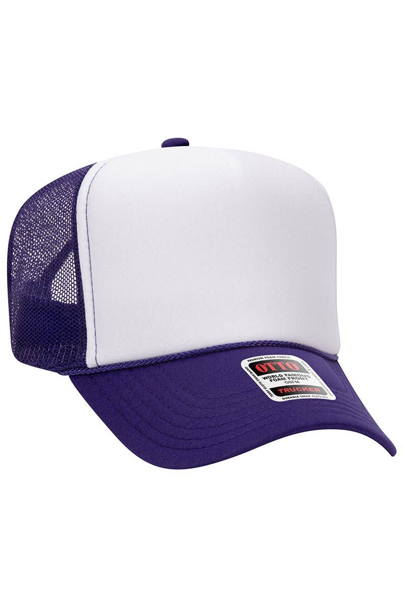 OTTO Purple with White Foam Front High Crown Trucker Hat
