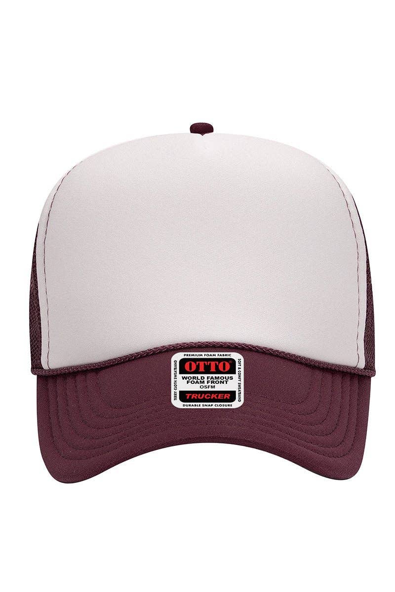 OTTO Maroon with White Foam Front Mid Profile Trucker Hat