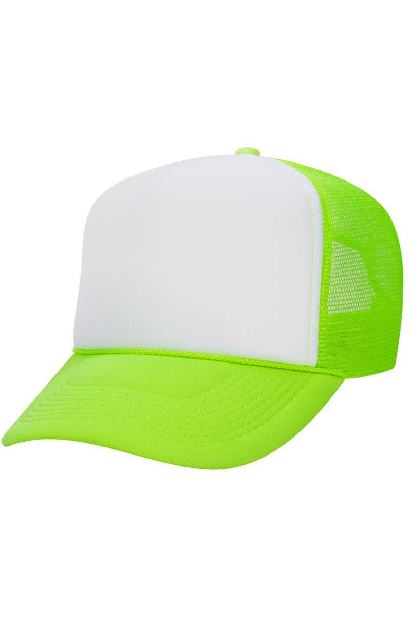 OTTO Neon Green with White Foam Front High Crown Trucker Hat