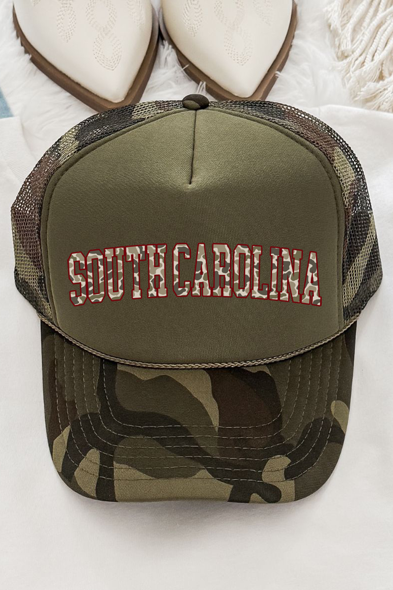 Garnet South Carolina Camo Otto Camo with Moss Green Foam Front Trucker Hat