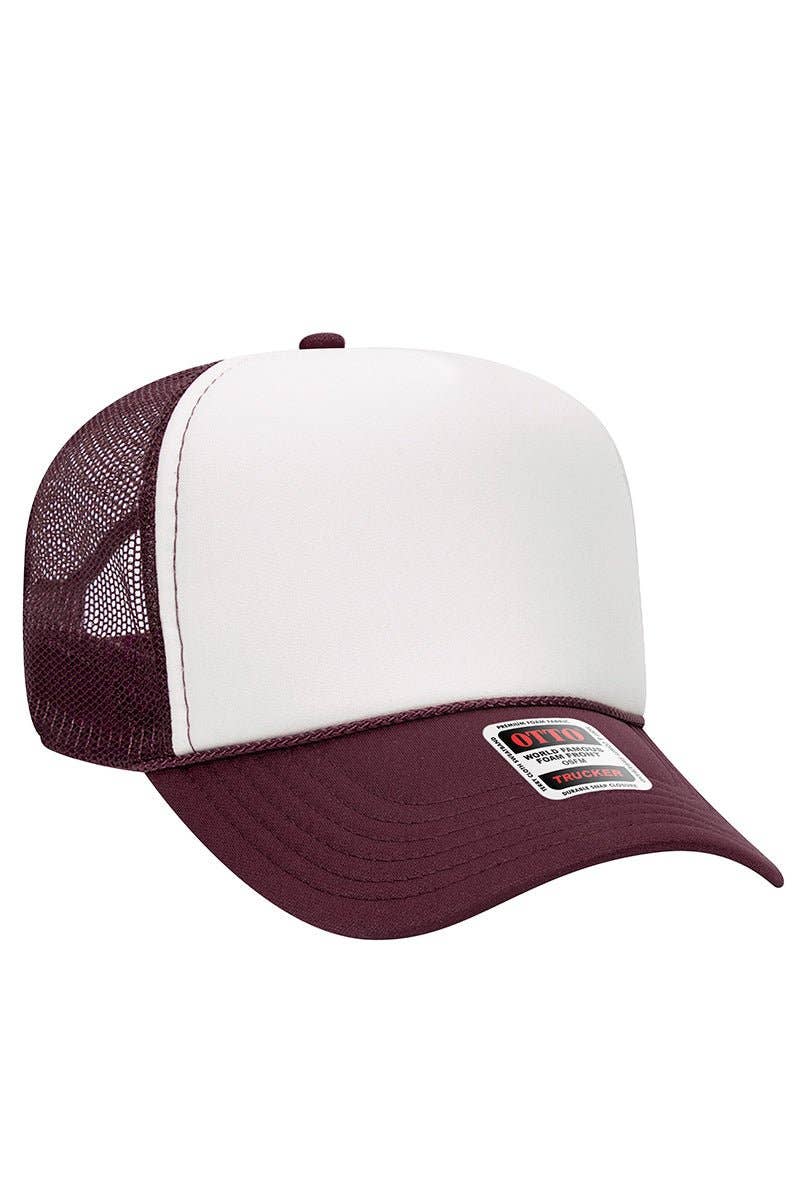 OTTO Maroon with White Foam Front Mid Profile Trucker Hat