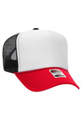 OTTO Red, White and Black Foam Front High Crown Back Split Color Trucker Hat